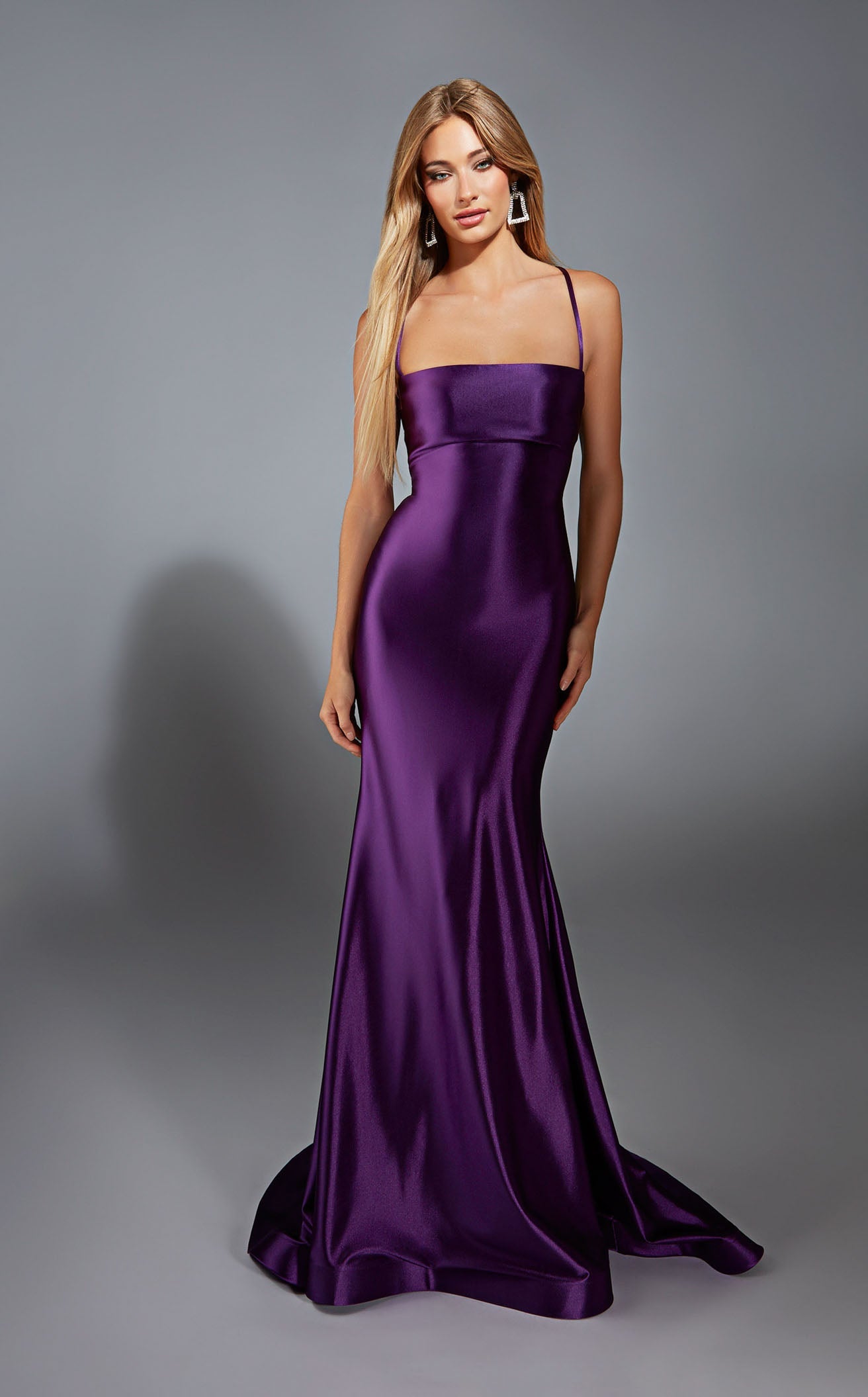 purple satin mermaid dress Aerie Couture 313 Prom Dress - Navy
