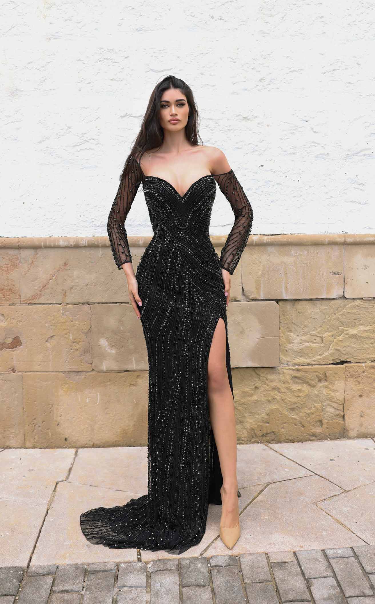 strapless open back dress Royal Blue Satin Strapless Side Slit Prom Dresses, CP0556 – clover sew main image 0