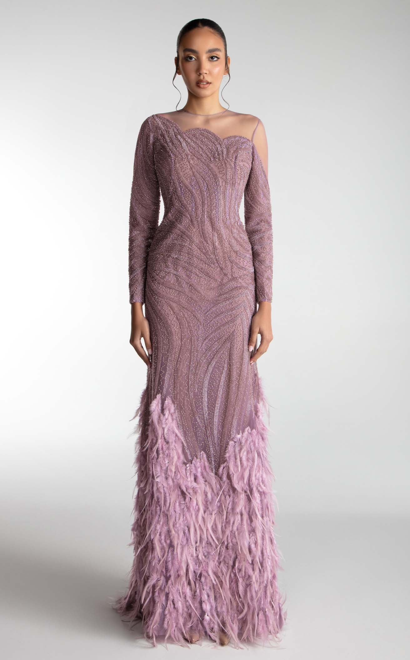 Gatti Nolli Couture - OP-4780 Lace Trumpet Dress With Cape