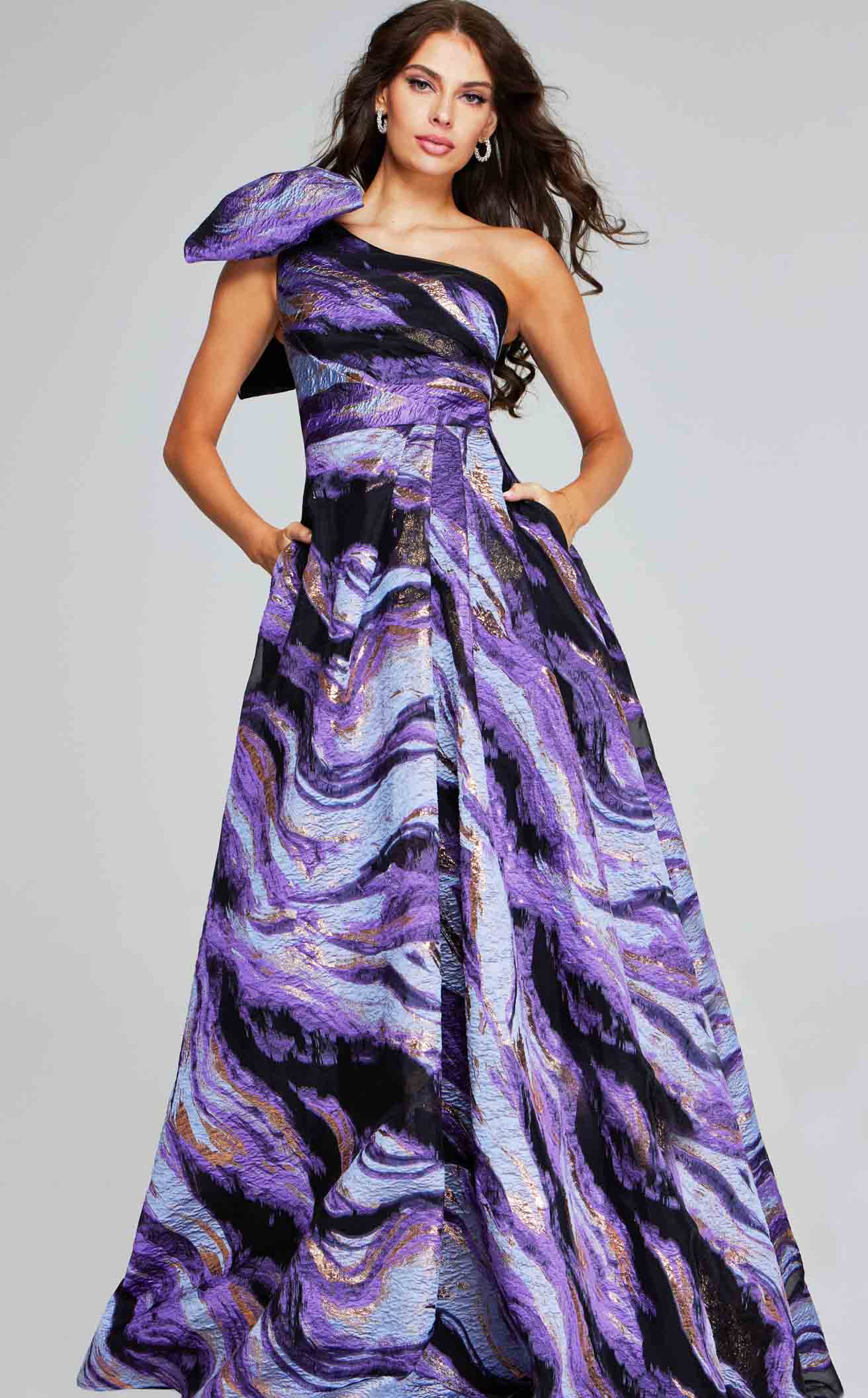 Jovani - 54695 Embellished V-Neck A-Line Long Dress