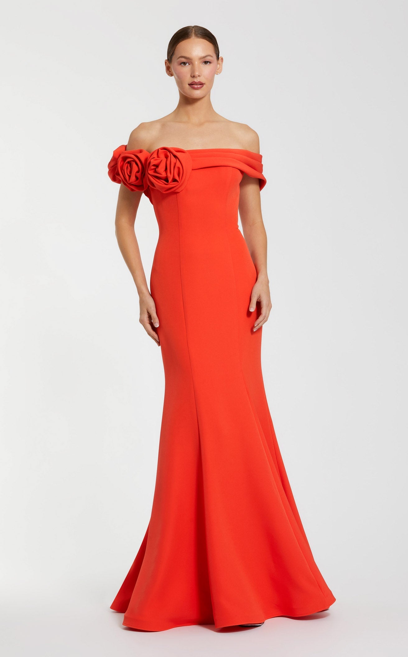 Mac Duggal Style 21104 Off Shoulder Mermaid Gown In Luxe Crepe Dress main image 1