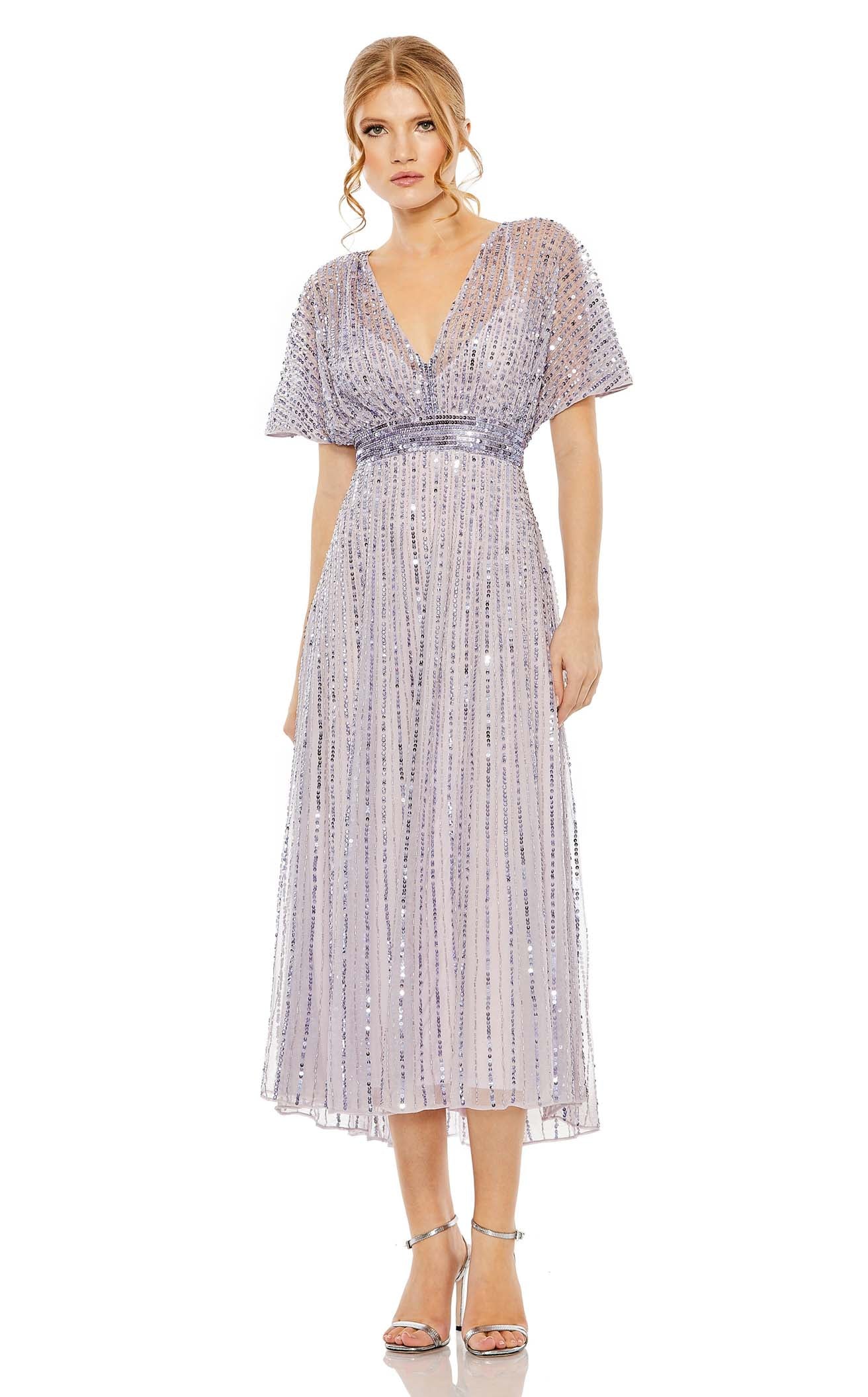 【Mac Duggal】ノースリーブ エンベリッシュド Aライン ガウン Green Chiffon Sleeveless Wrap Over A Line Gown - Mac Duggal