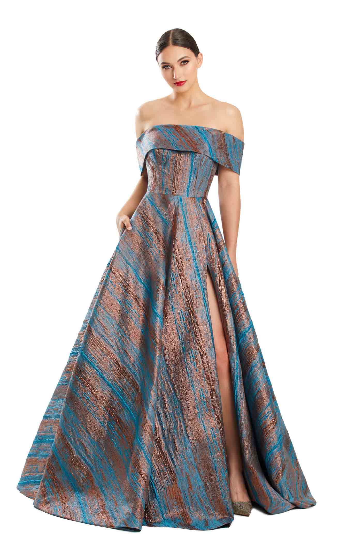 blue and copper dress Layla Tulle Maxi Dress | Copper + Blue Metallic main image 1