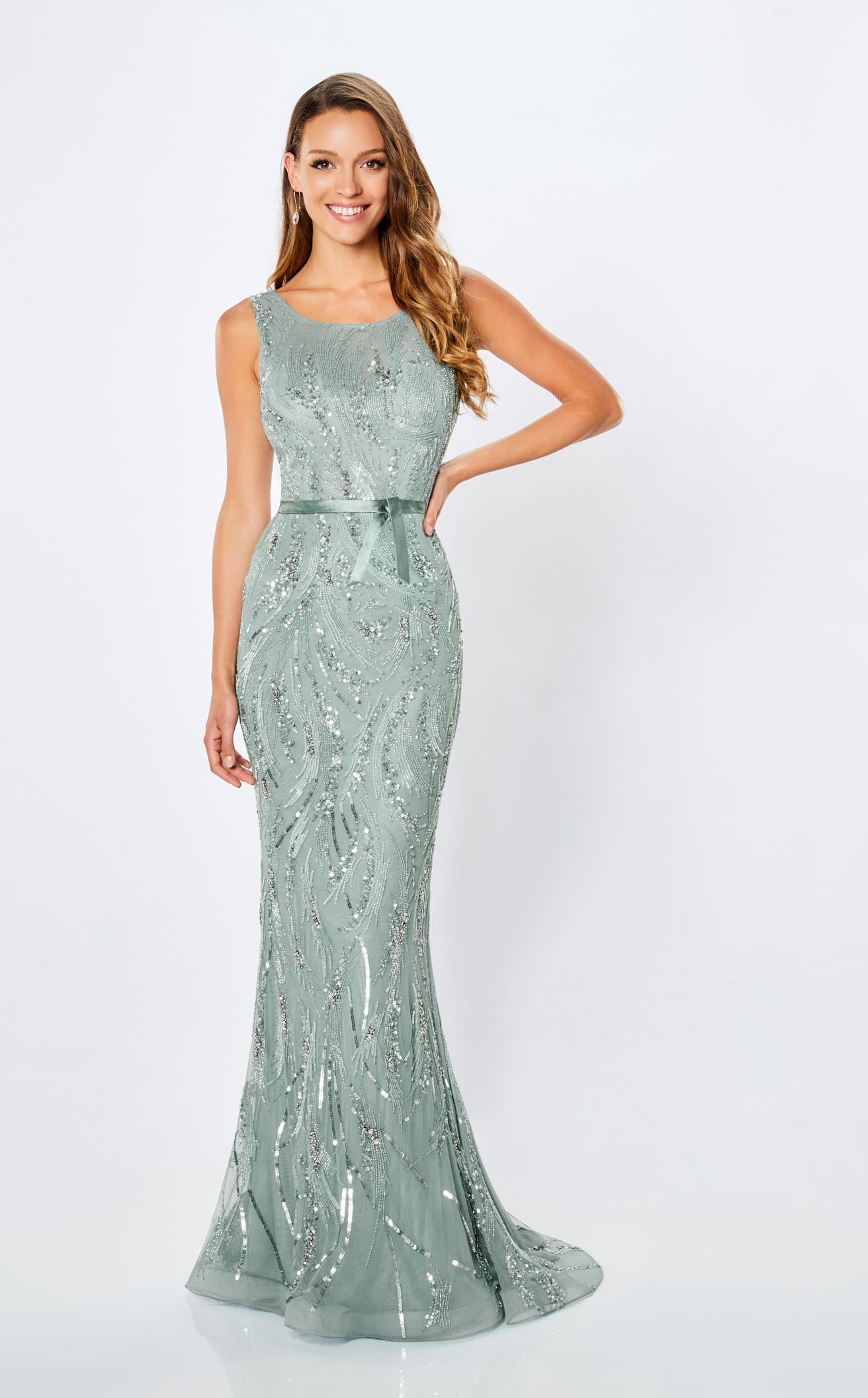 green emerald velvet dress Montage by Mon Cheri Dress M904 – Alexandra's Boutique main image 0