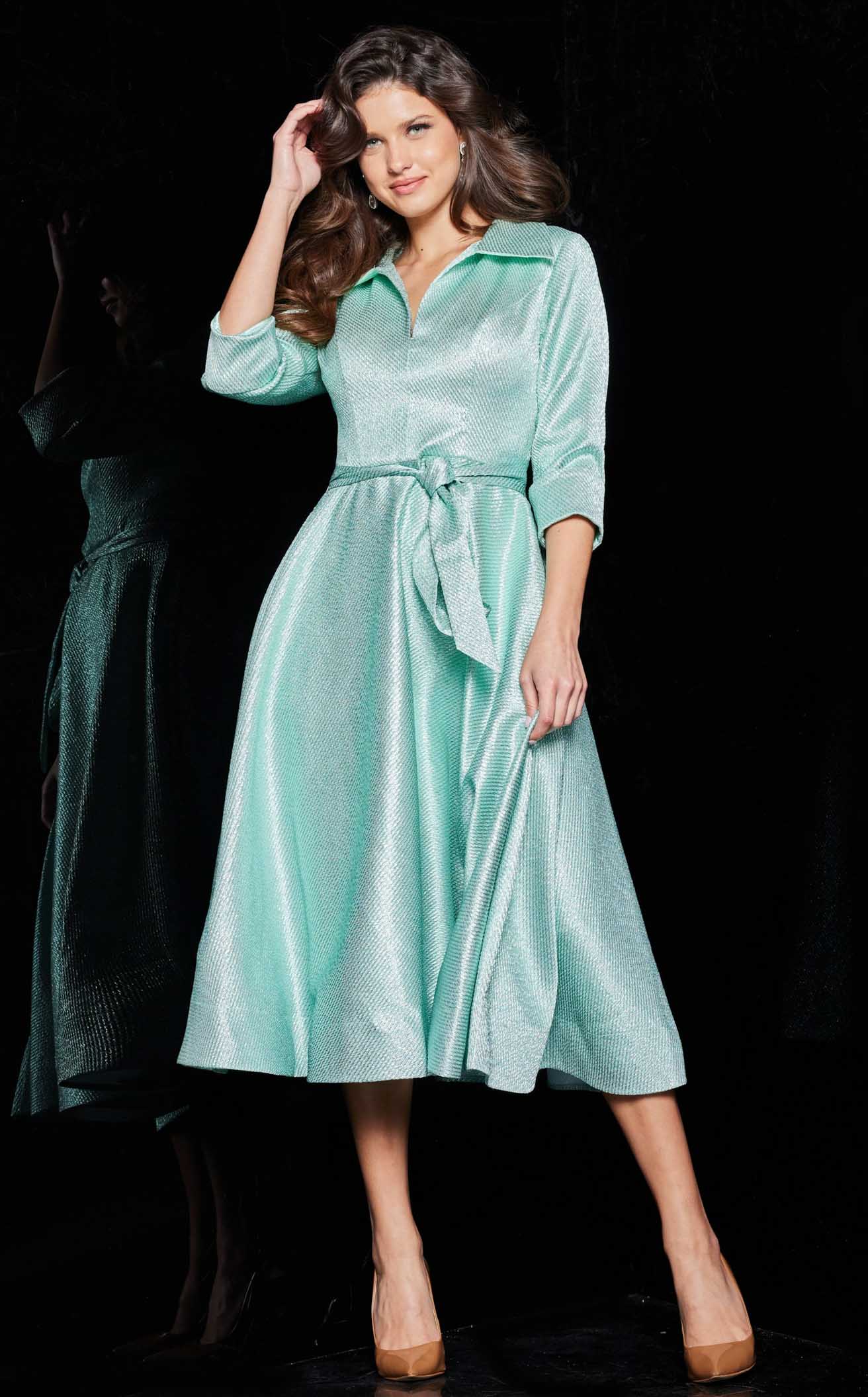 slim fit dress slacks Simply Mint Green Long Prom Dress With Slit, Spaghetti Straps Slit Eve –  cherishgirls main image 1