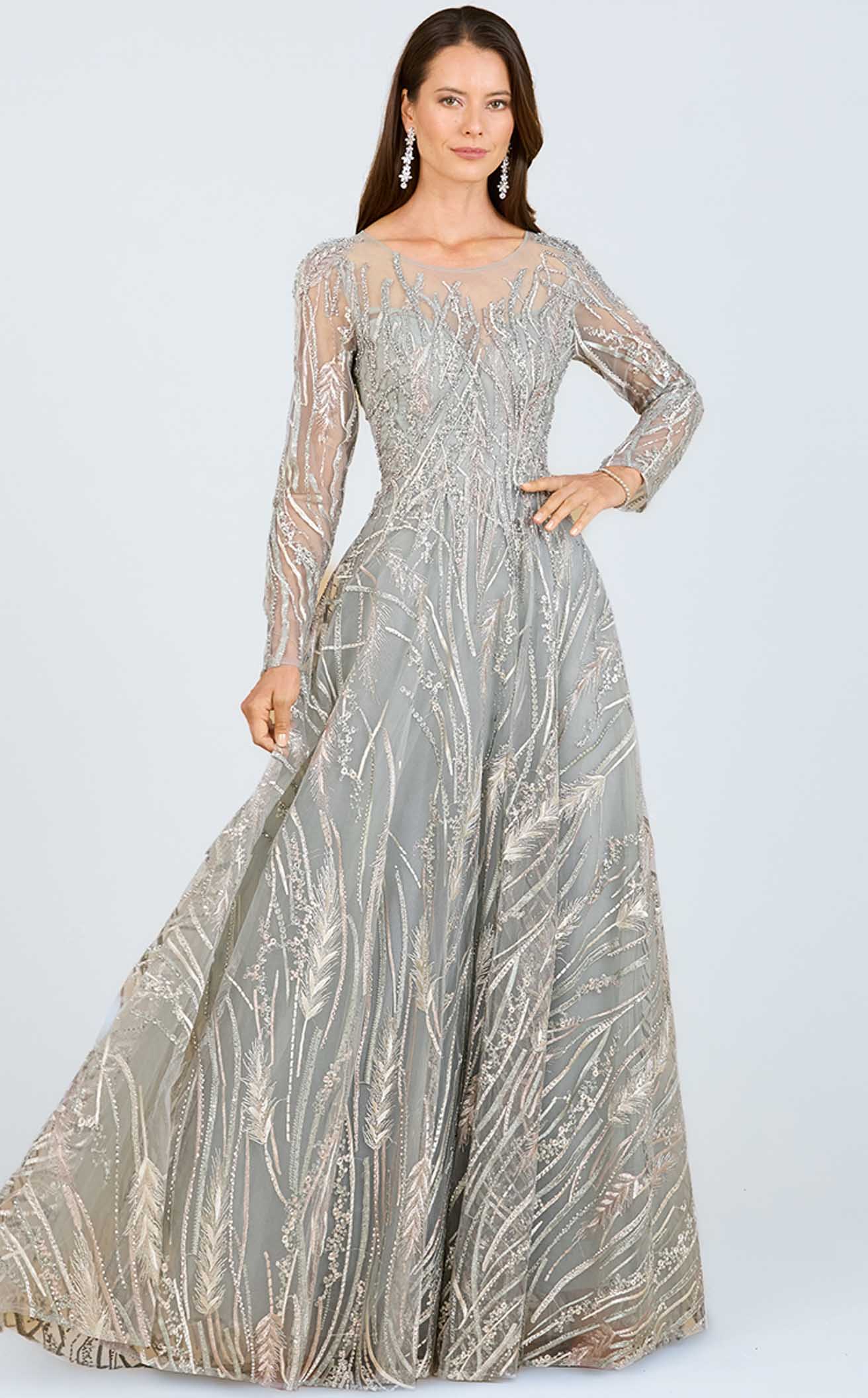 chinese dress ladies Lara 29192 Prom Dress - Silver-Sage