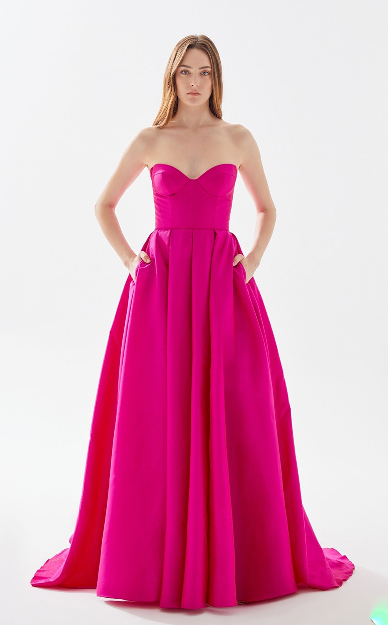 hot pink cheap prom dresses Hot Pink Sequin Lace V-Neck Trumpet Long Prom Dress MD111805 – Dressmeet main image 0