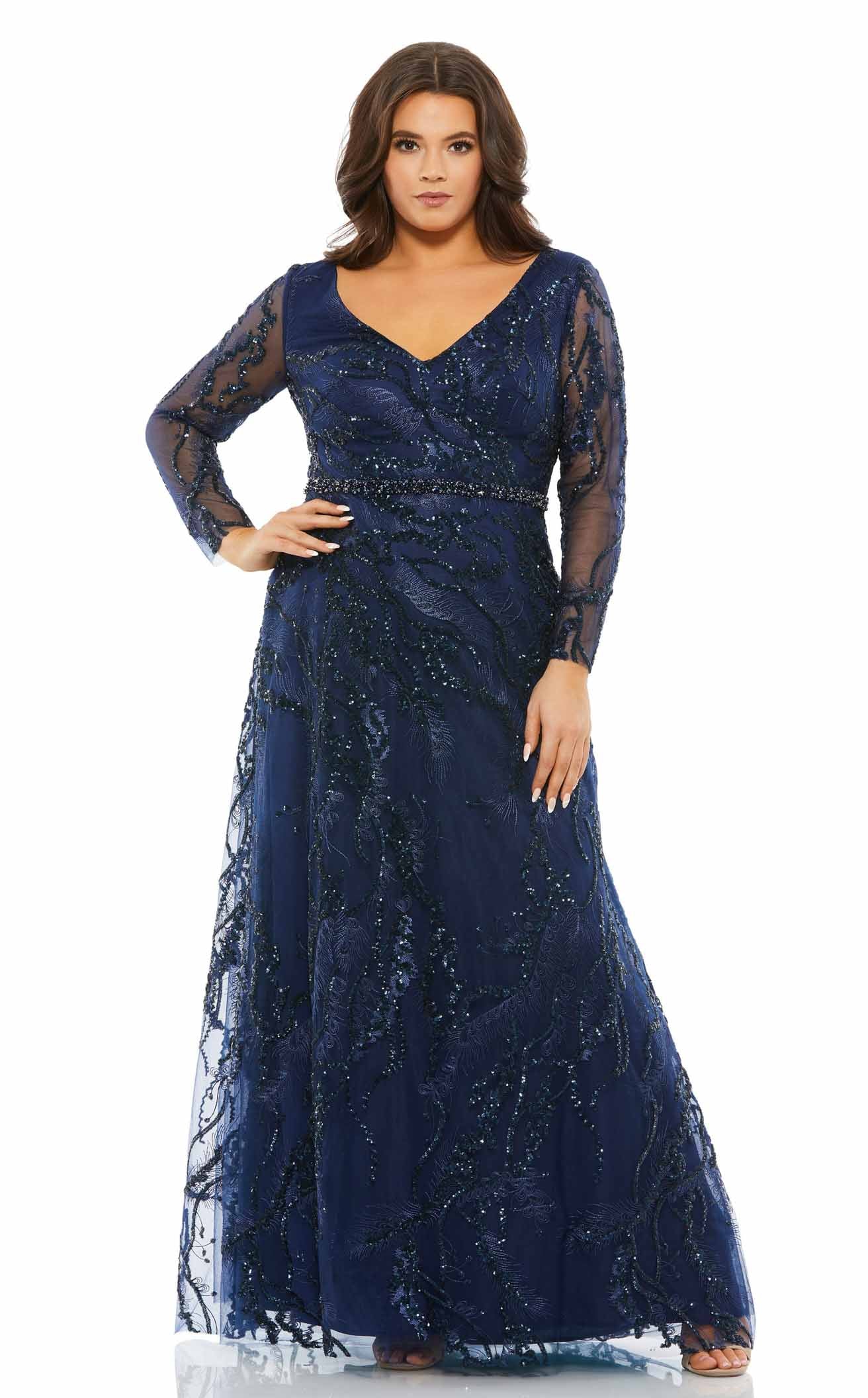 Plus Size Formal Dresses Under 100 Dollars Mac Duggal Embellished Illusion Long Sleeve V-Neck A- Plus Size Formal Dresses Under 100 Dollars Mac Duggal Embellished Illusion Long Sleeve V-Neck A-