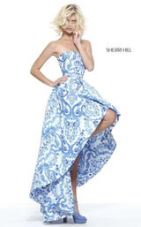 Sherri Hill 51097 Ivory/Blue Print