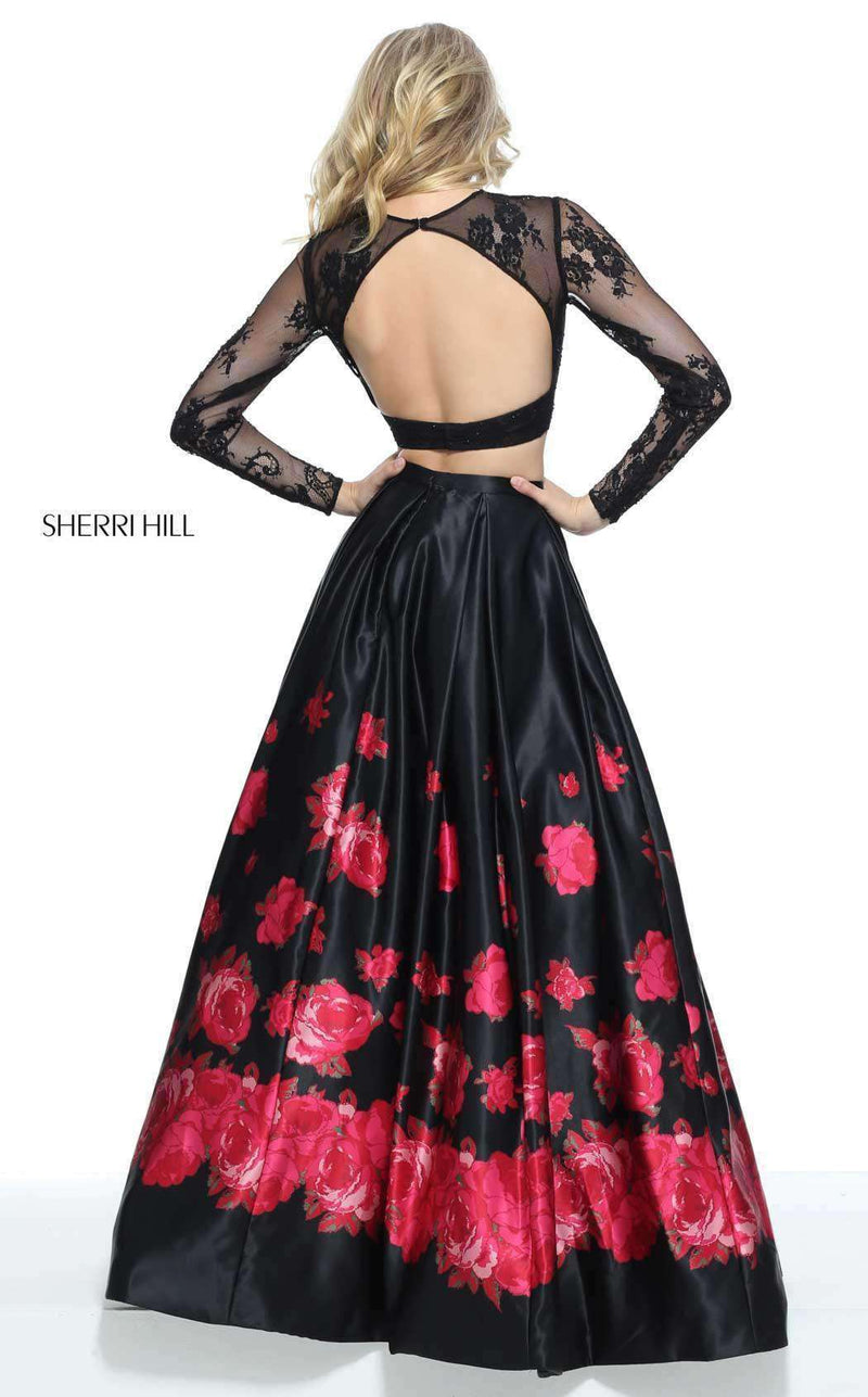 Sherri Hill 51195 Black/Red Print