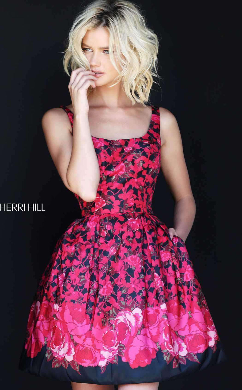 Sherri Hill 50933 Black/Red Print
