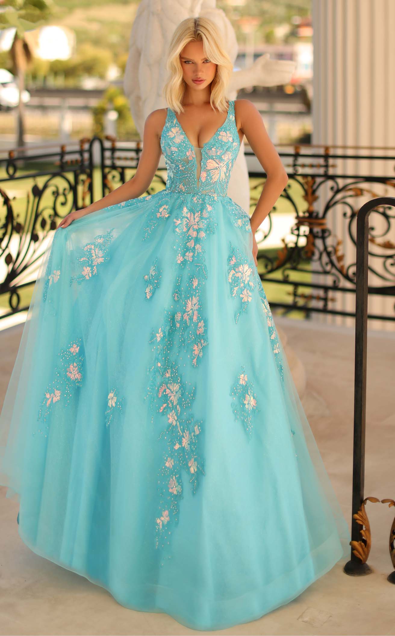 CLARISSE 810456 TURQUOISE PROM DRESS main image 0