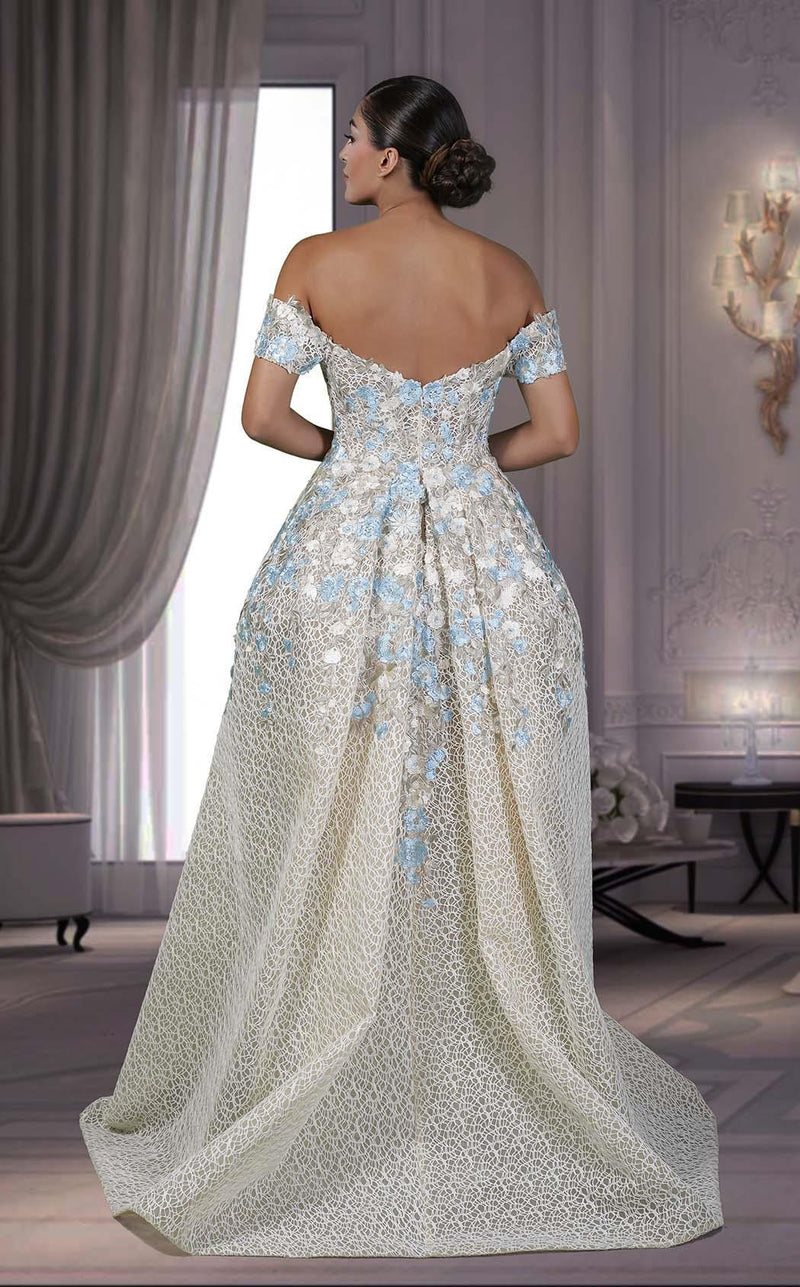 MNM Couture K3533 Beige Ivory-Blue