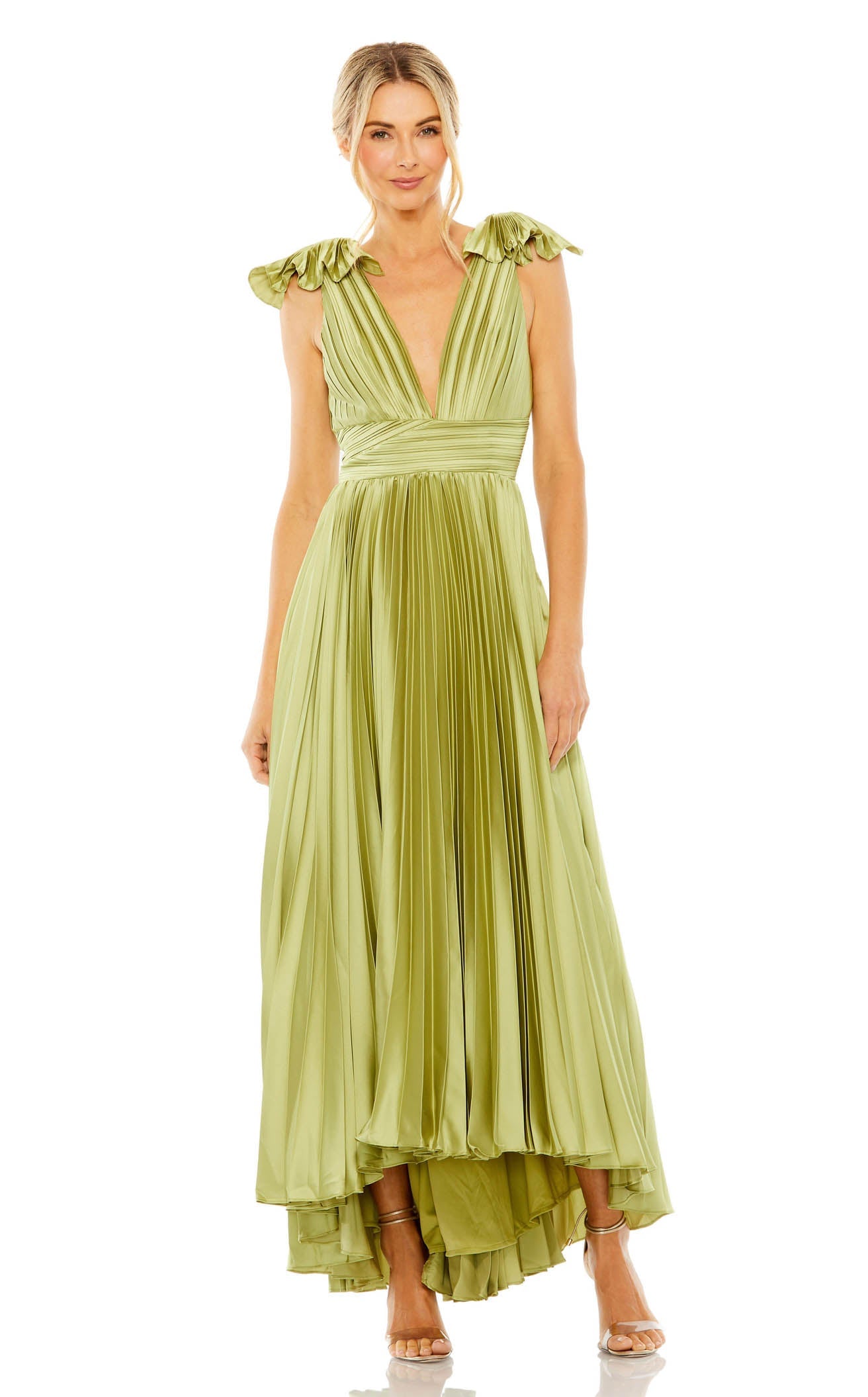 ★Mac Duggal★サテンラインガウン Mac Duggal Shimmering Pleated A-Line Gown – MOTHER OF