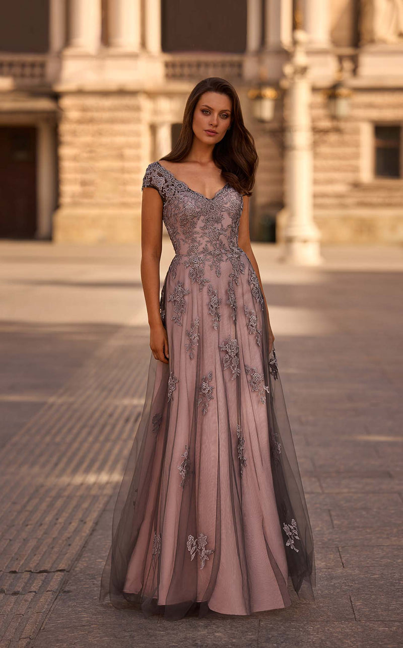 La Femme 23449 Women's Formal Evening & Wedding Guest Dress - Pink/Grey La Femme 23449 Women's Formal Evening & Wedding Guest Dress - Pink/Grey