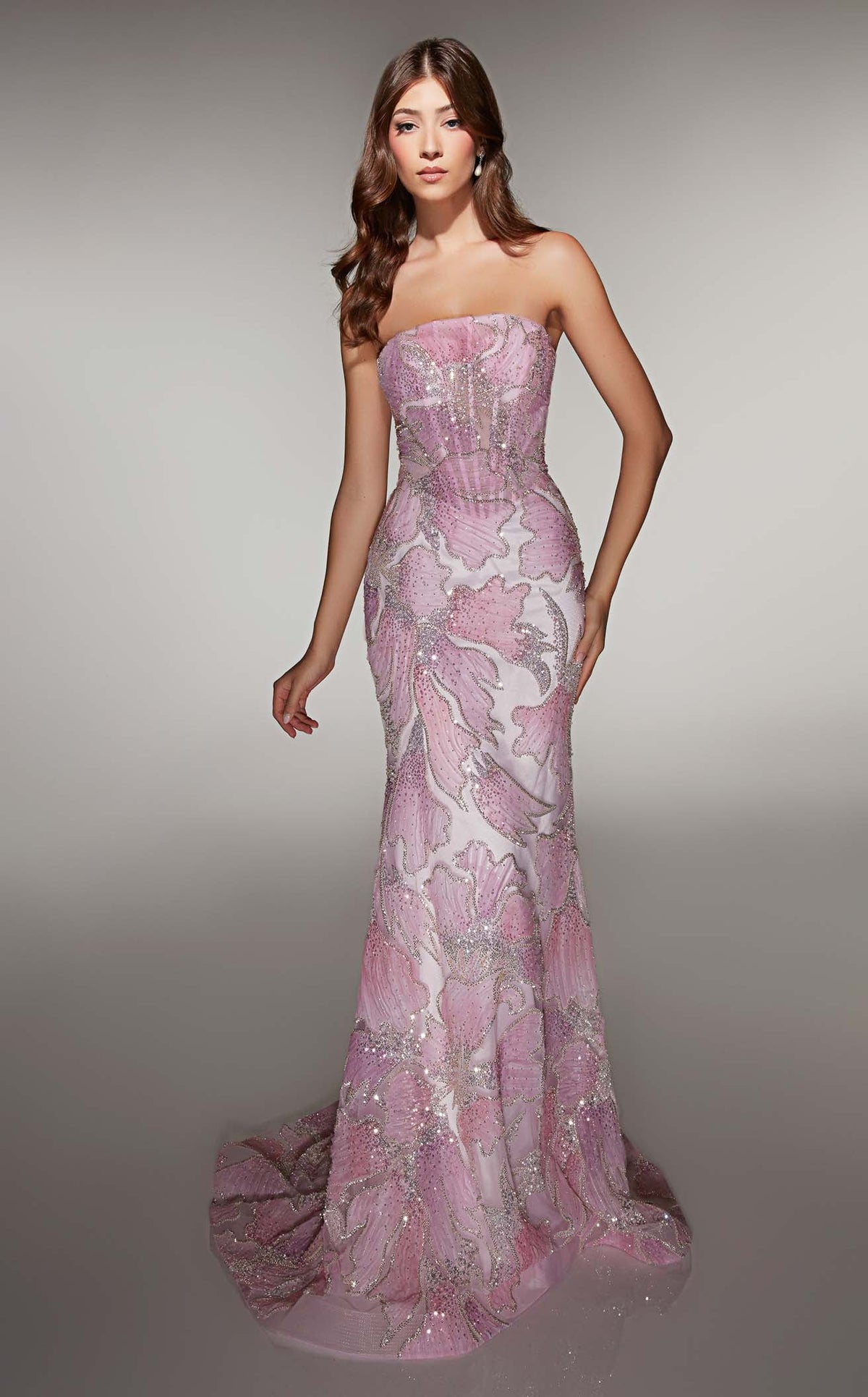 strapless open back dress NEW Alyce Paris Pink Strapless Glitter Tulle 3510 Dress