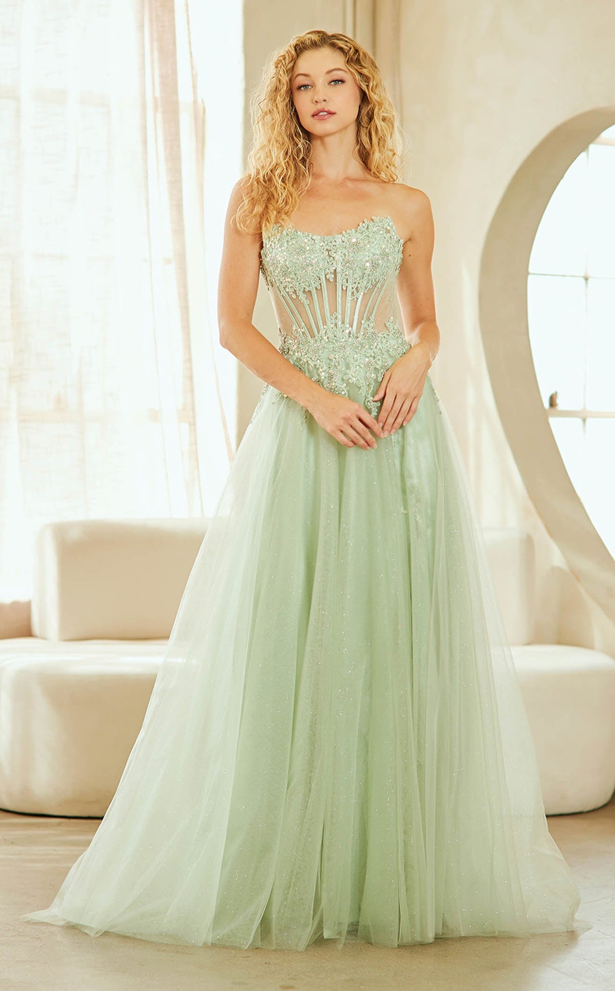 Amelia Couture 9078 Prom Dress - Sage