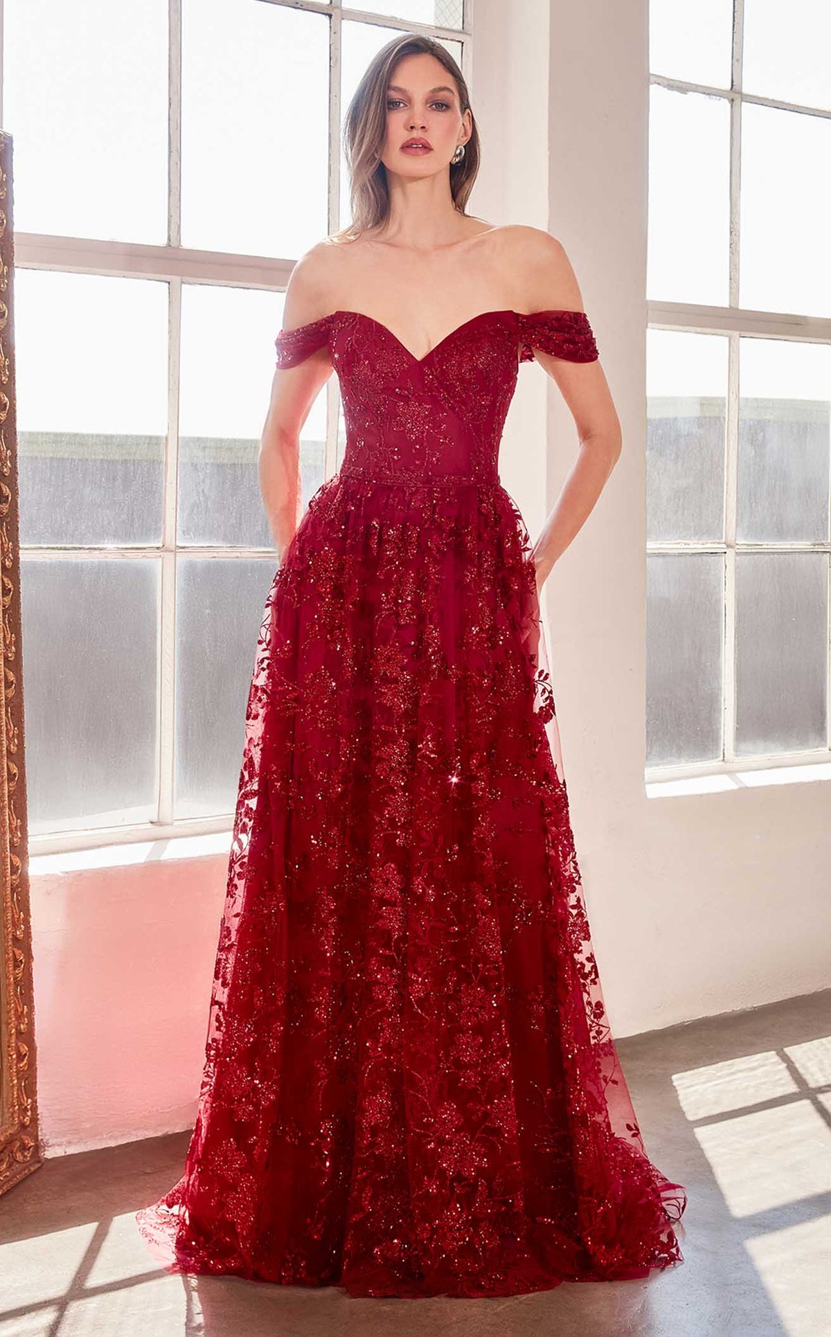 strapless open back dress Red Spaghetti Straps Cutout Beaded Mermaid Long Dress with Split, Red / 8