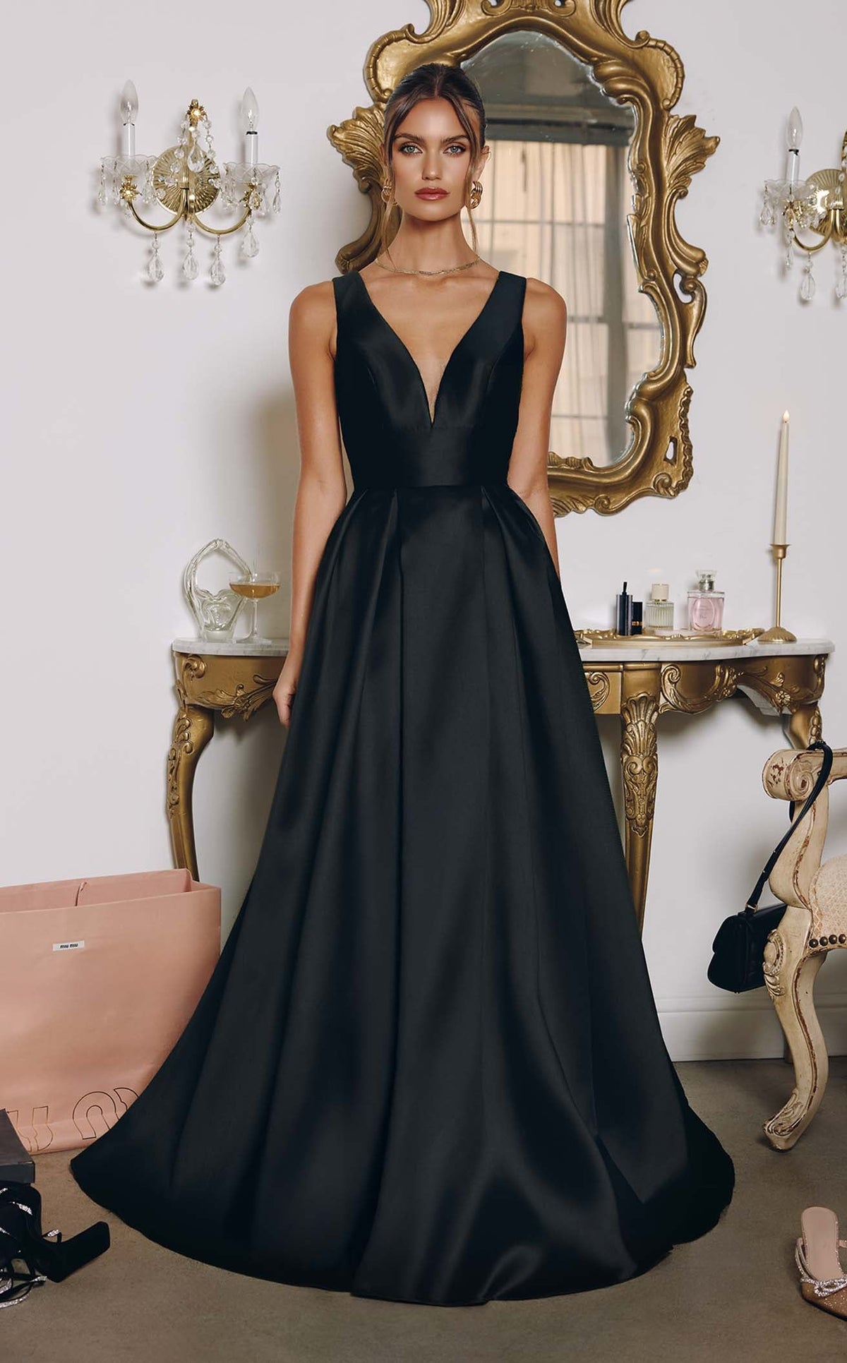 simple black dress prom Black Velvet Scalloped Button Front Mini Dress - Event Dresses main image 0
