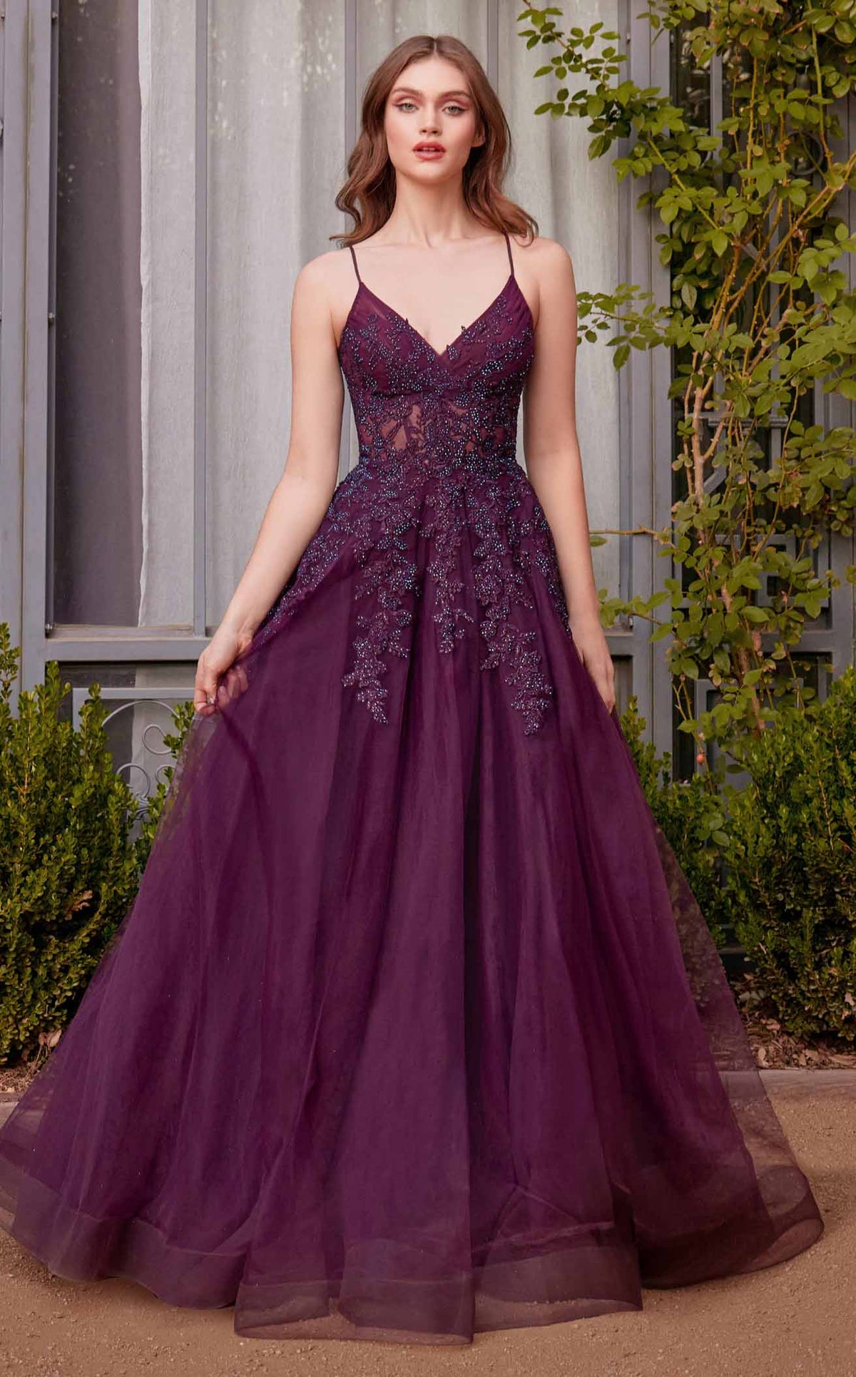eggplant evening dress Andrea and Leo A1416 Aurelia The glitter Navy Blue and Rust Size:M (Bust 105 cm)