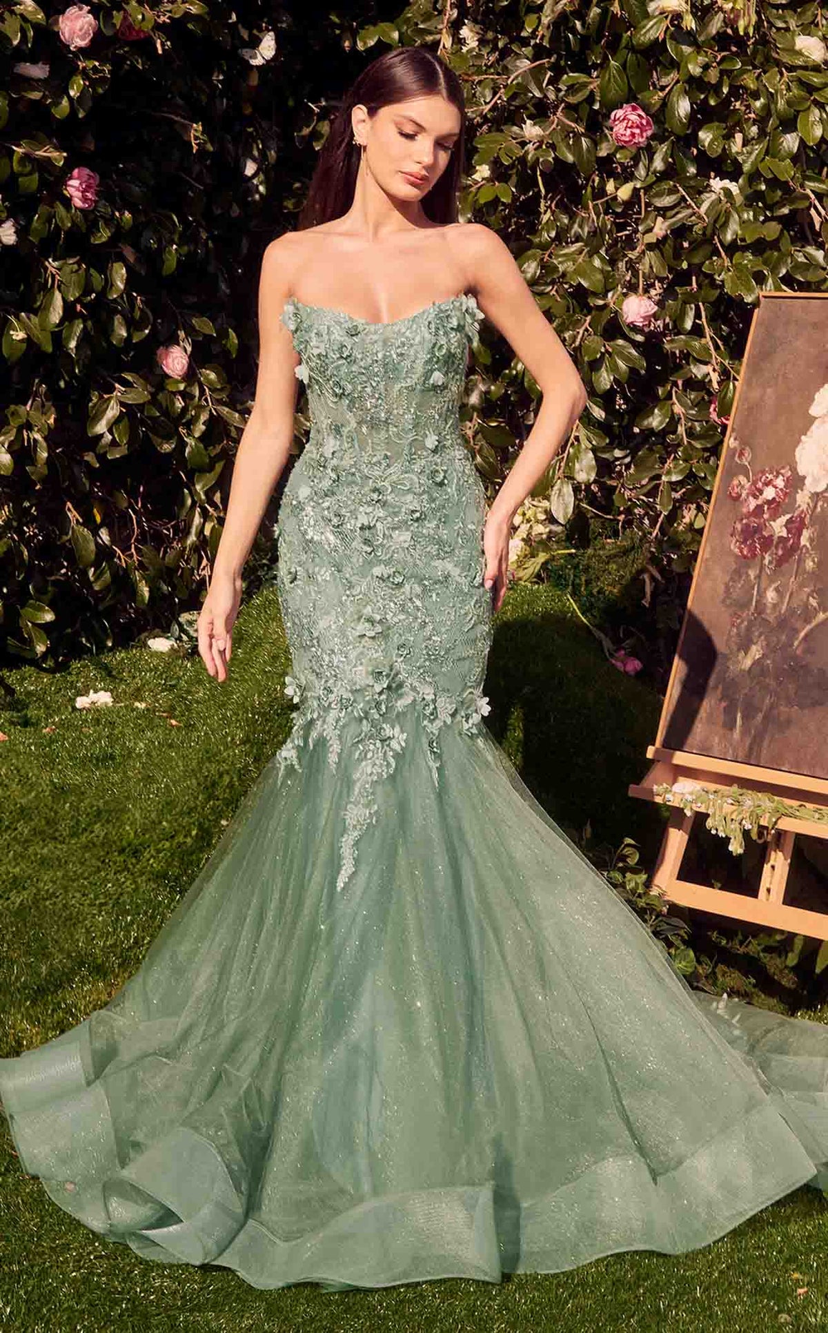 andrea and leo green dress A1415