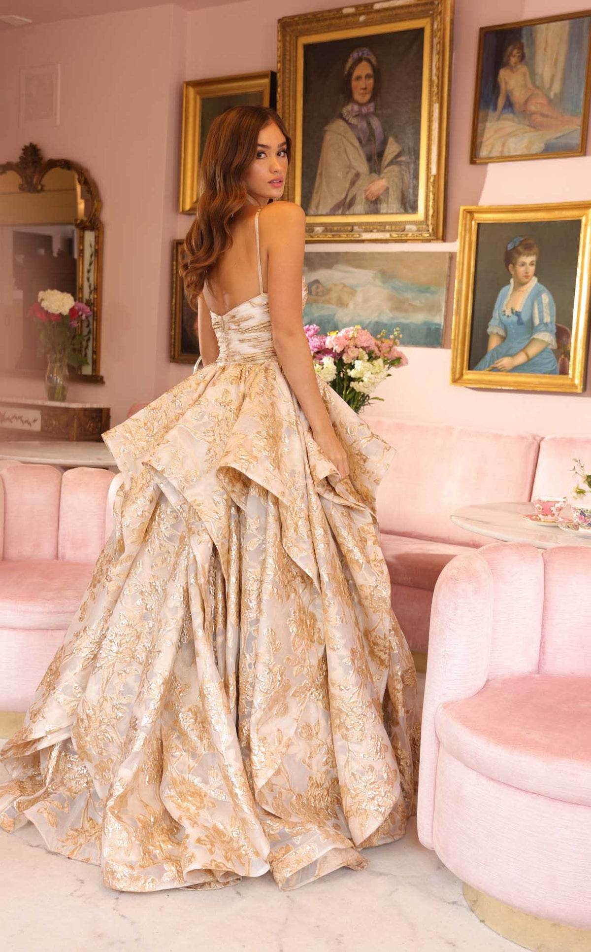 Ava Presley 40049 Prom Dress - White/Gold