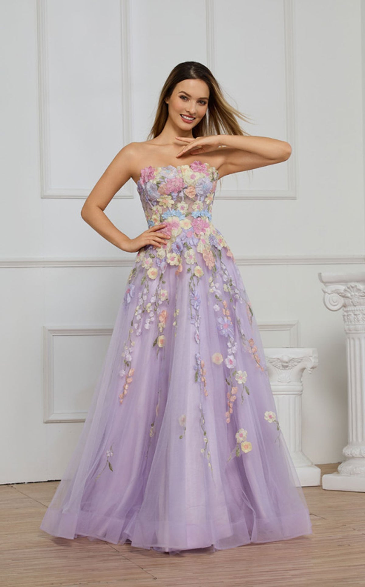 couture formal dresses Anouk Tiered Sequin Gown | Made-To-Order known to be executed and designed with structural precision equivalent to a couture one Couture Evening Gowns | Prom