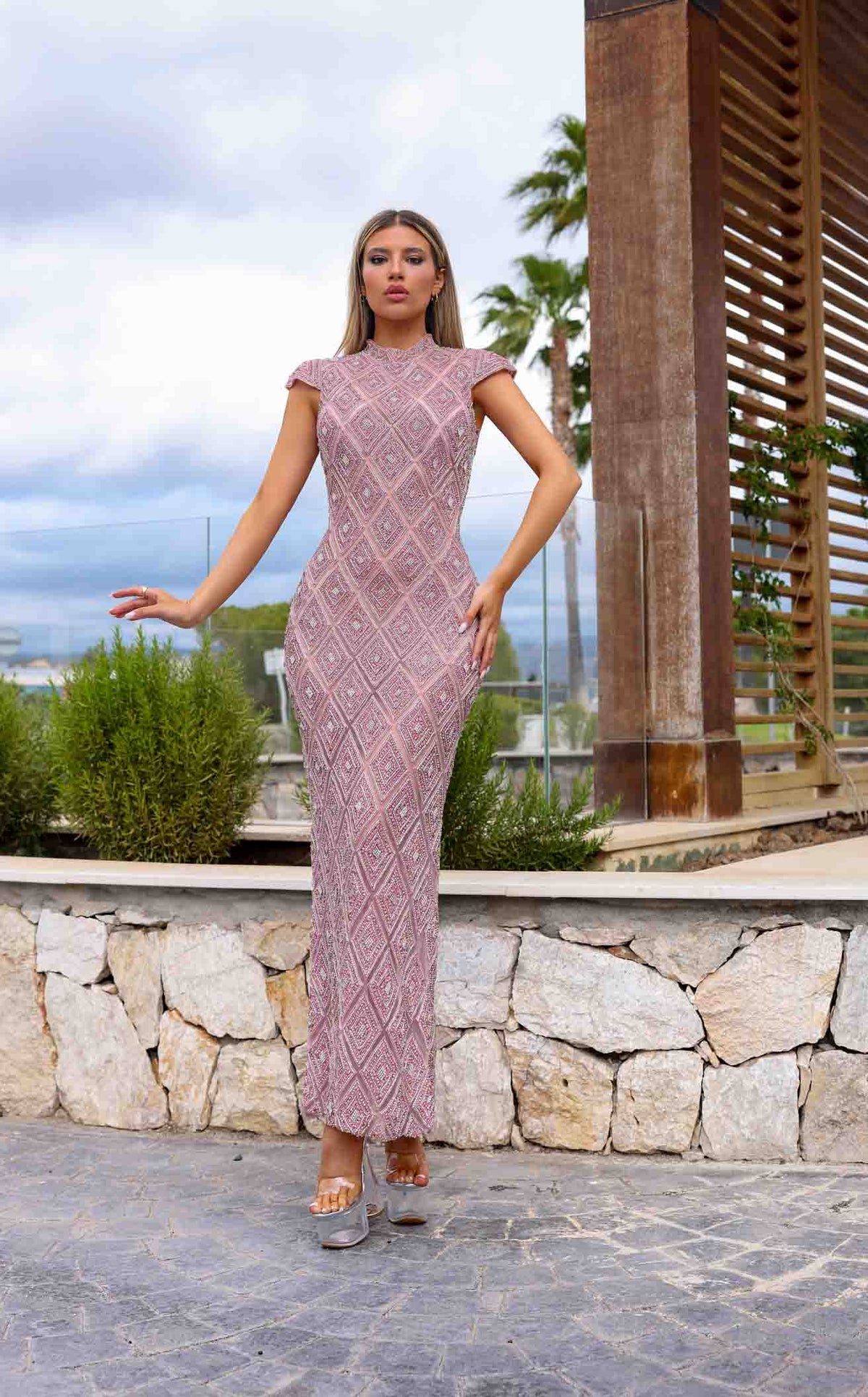 white christmas dresses Formal Dress: 27504. Long Formal Dress, Illusion Neckline, Flowy