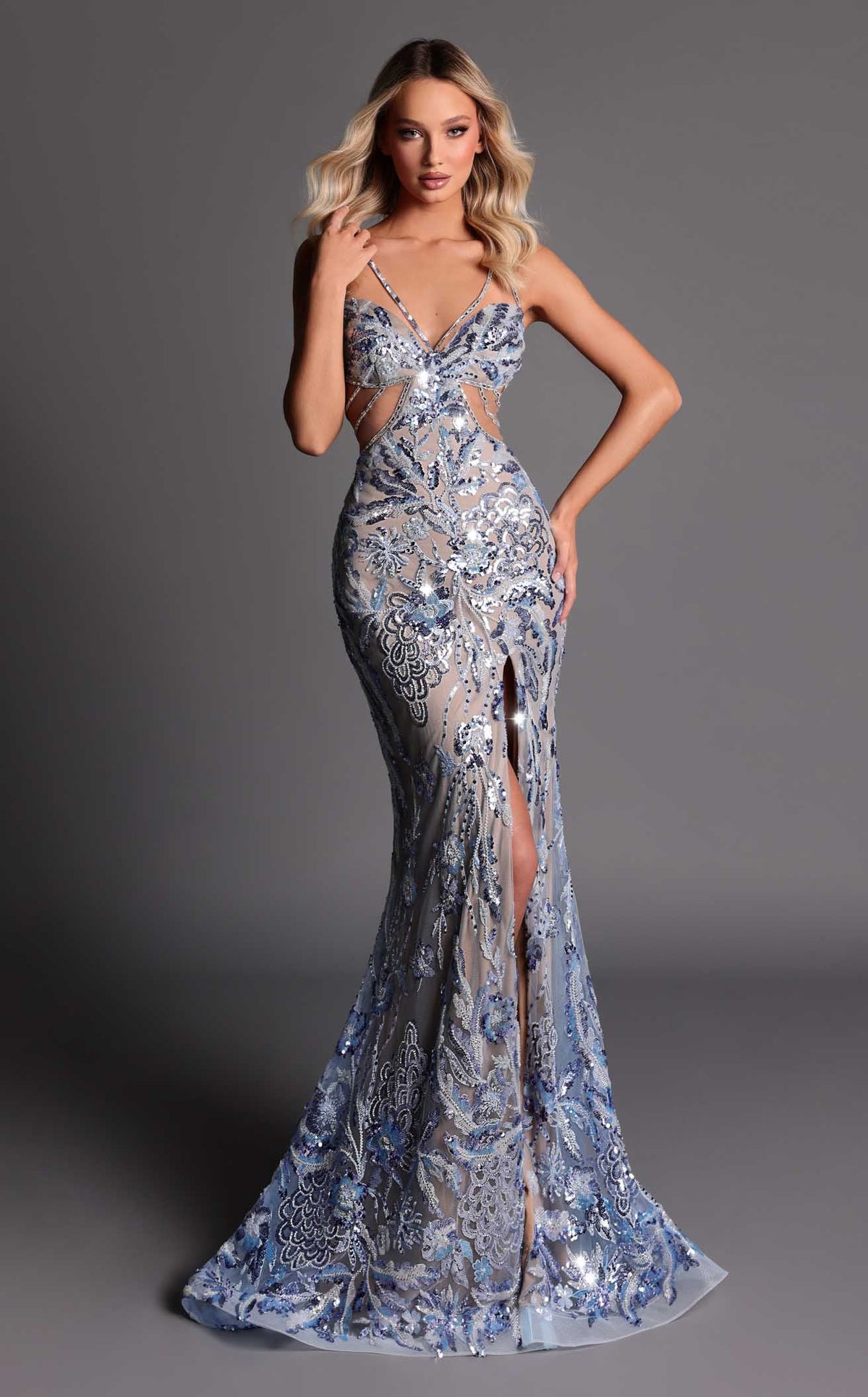 Clarisse 811181 Prom Dress - Blue/Nude | NewYorkDress Clarisse 811181 Prom Dress - Blue/Nude | NewYorkDress