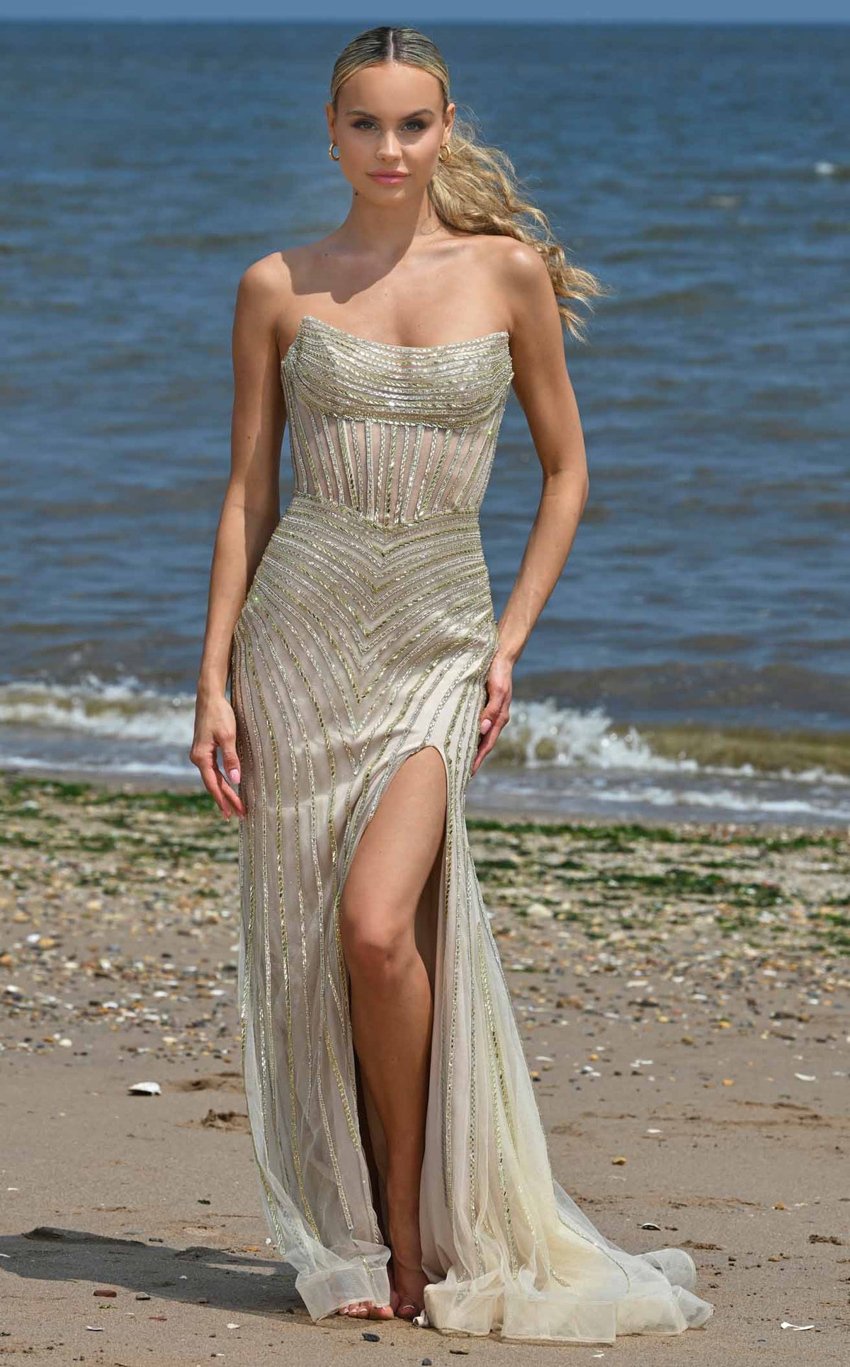 light gold dress Muse Sequin Maxi Dress main image 1