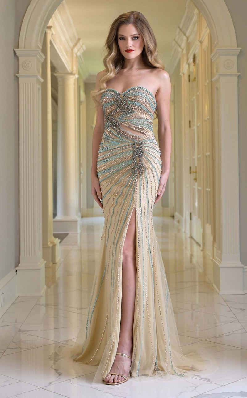 Colors 3755 Prom Dress - Nude-Green | NewYorkDress Colors 3755 Prom Dress - Nude-Green | NewYorkDress