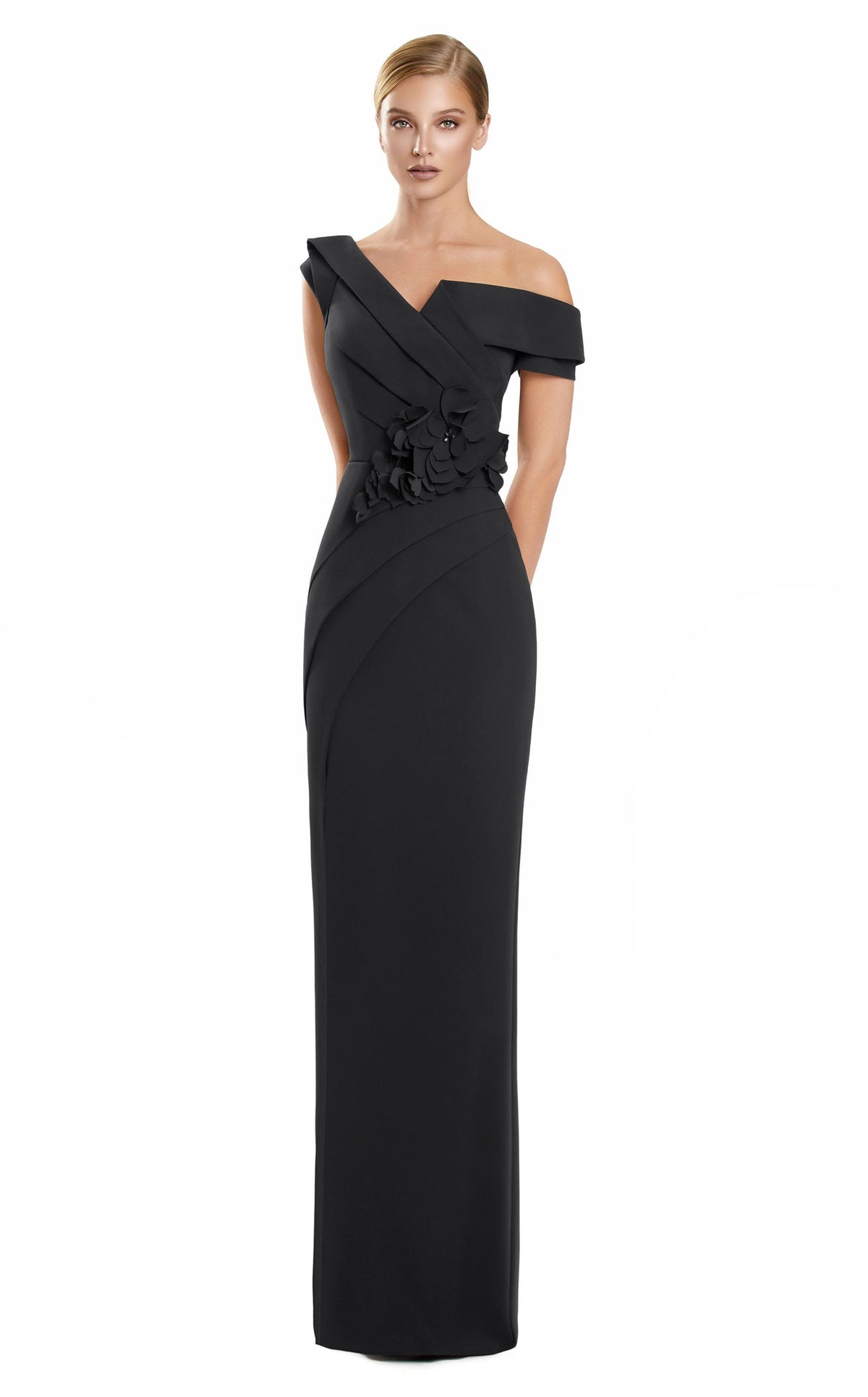 white christmas dresses Alexander by Daymor - 609 Drape Short Sleeve Cocktail Dress 10 / Aubergine main image 1