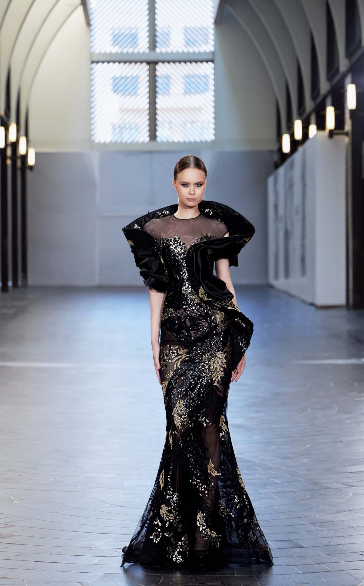 lace and satin evening dress Dark Green Stretch Satin Long Dress With Beaded Lace Appliqué And Open