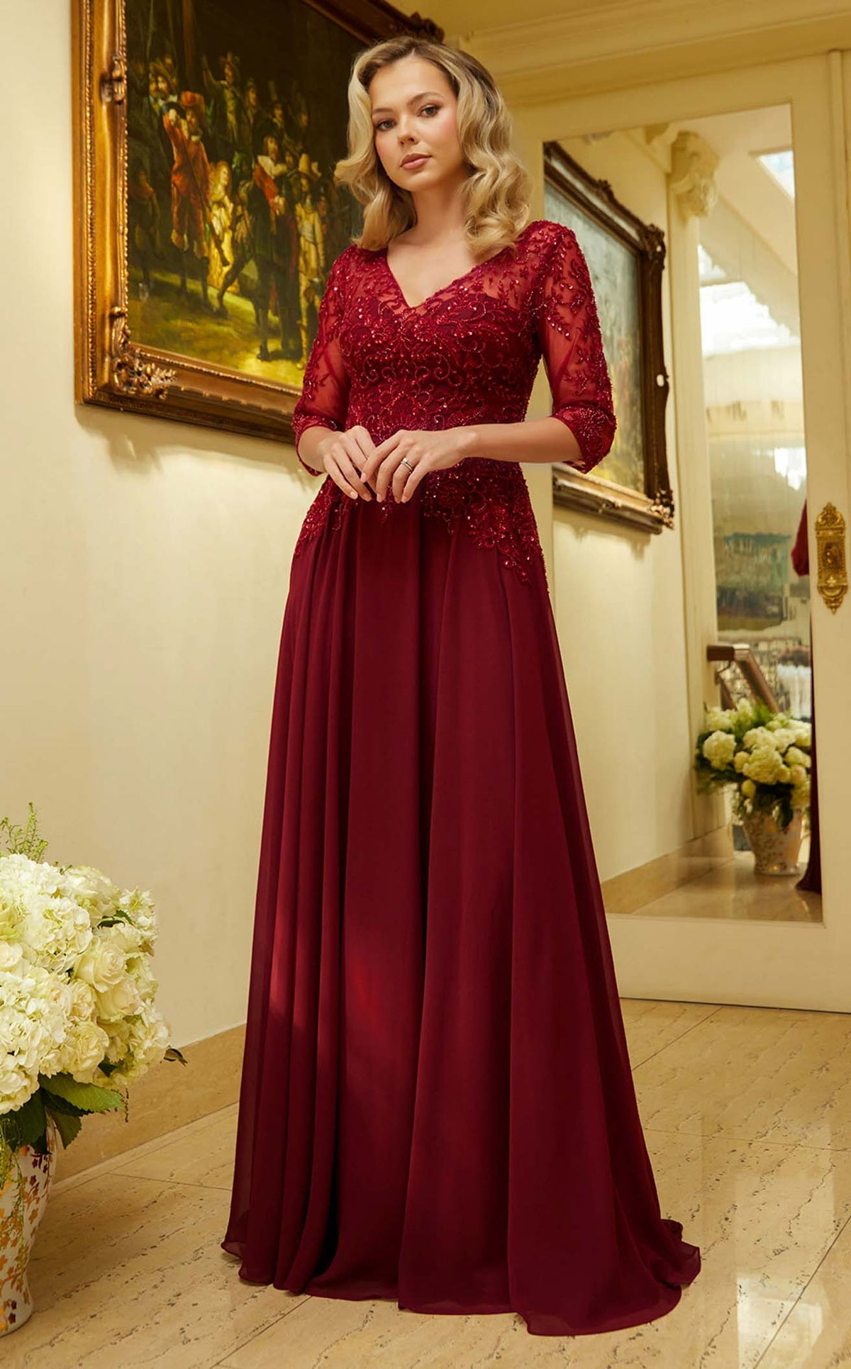 Elizabeth K GL3573 Prom Dress - Burgundy | NewYorkDress