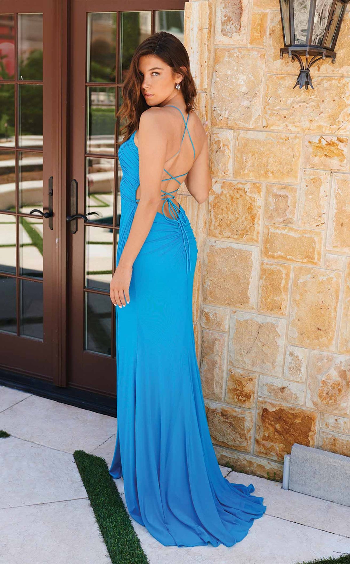 dark aqua blue dress Satin Aqua Blue Cowl Neck Strappy Mini Dress