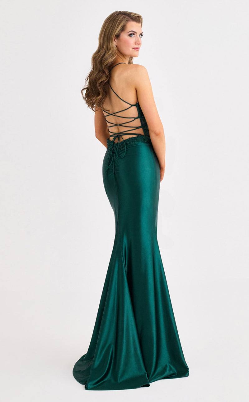 dark hunter green dress Dark Hunter Green Sleek Satin V-Neck Dress For Prom With Beading And L