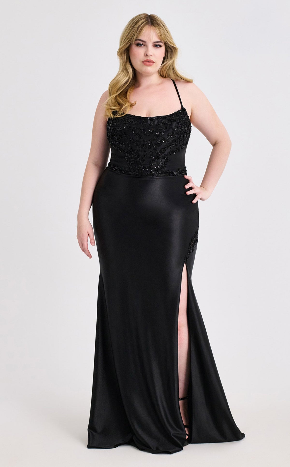 blue dress for baby girl Tomyris Plus Size Evening Dress in Black main image 1