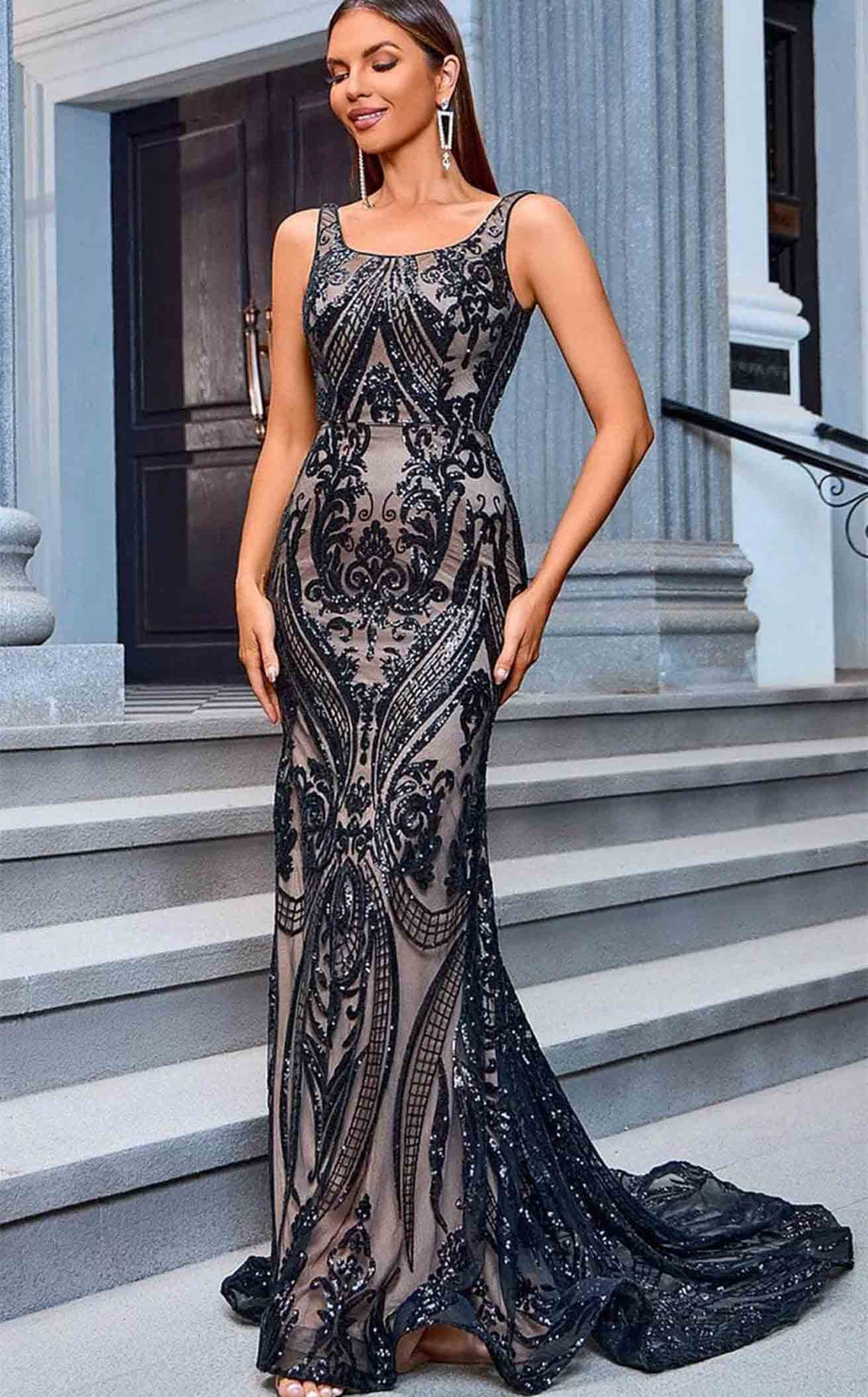 green long sleeve homecoming dress Two Piece Homecoming Dresses See Through Long Sleeve Lace Homecoming Dress ARD1434
