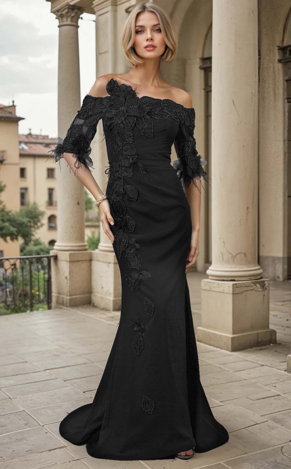 green emerald velvet dress Juliet JTM14F Long Formal Mother of The Bride Dress