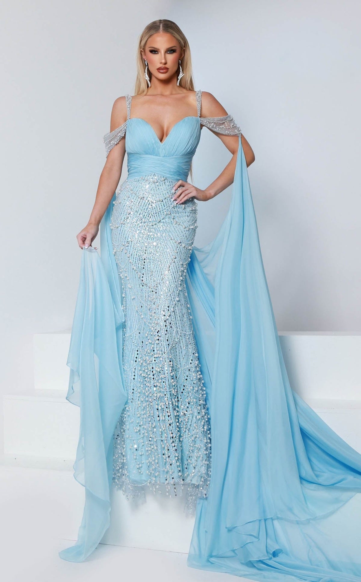 Johnathan Kayne 3211 Women's Formal Evening & Wedding Guest Dress - Ice Blue