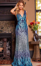 Jovani 25687 Blue-Multi