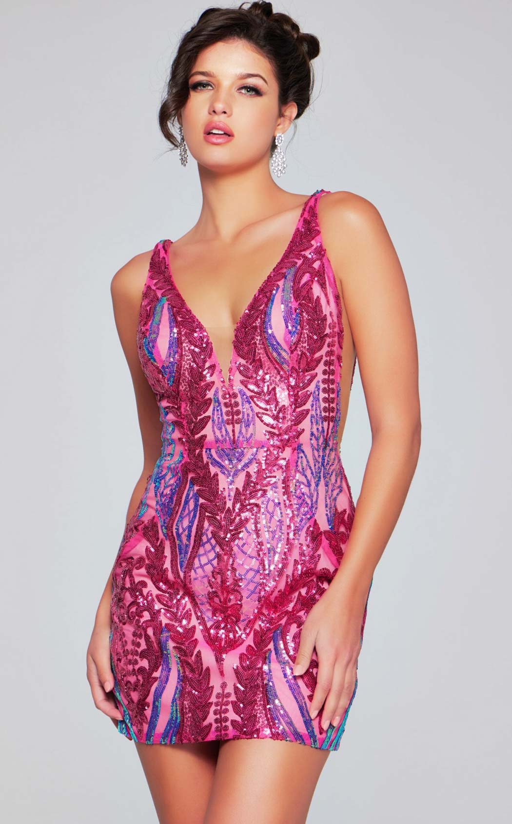 Jovani 36784 Iridescent-Hot-Pink