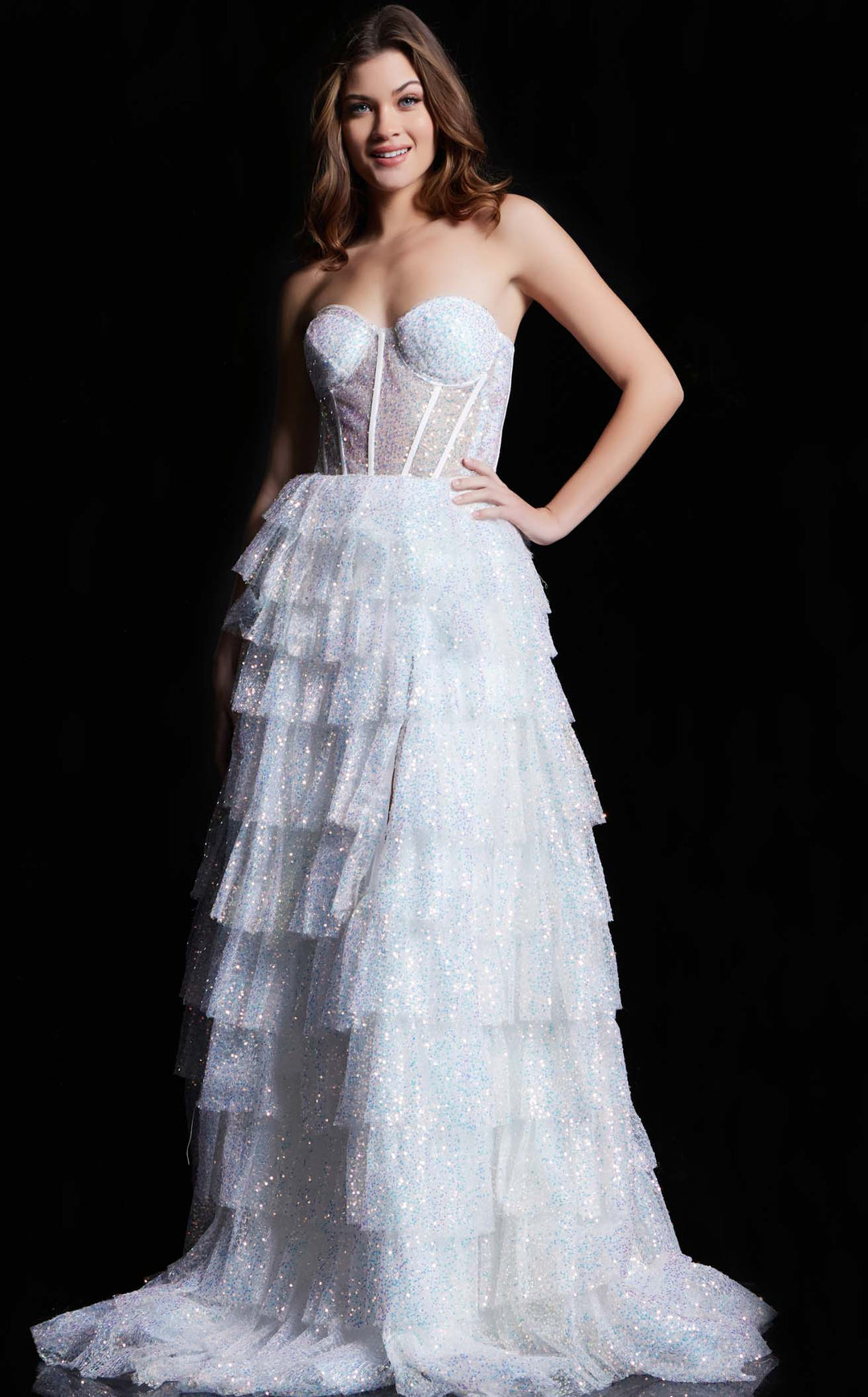 Jovani 38165 Iridescent White
