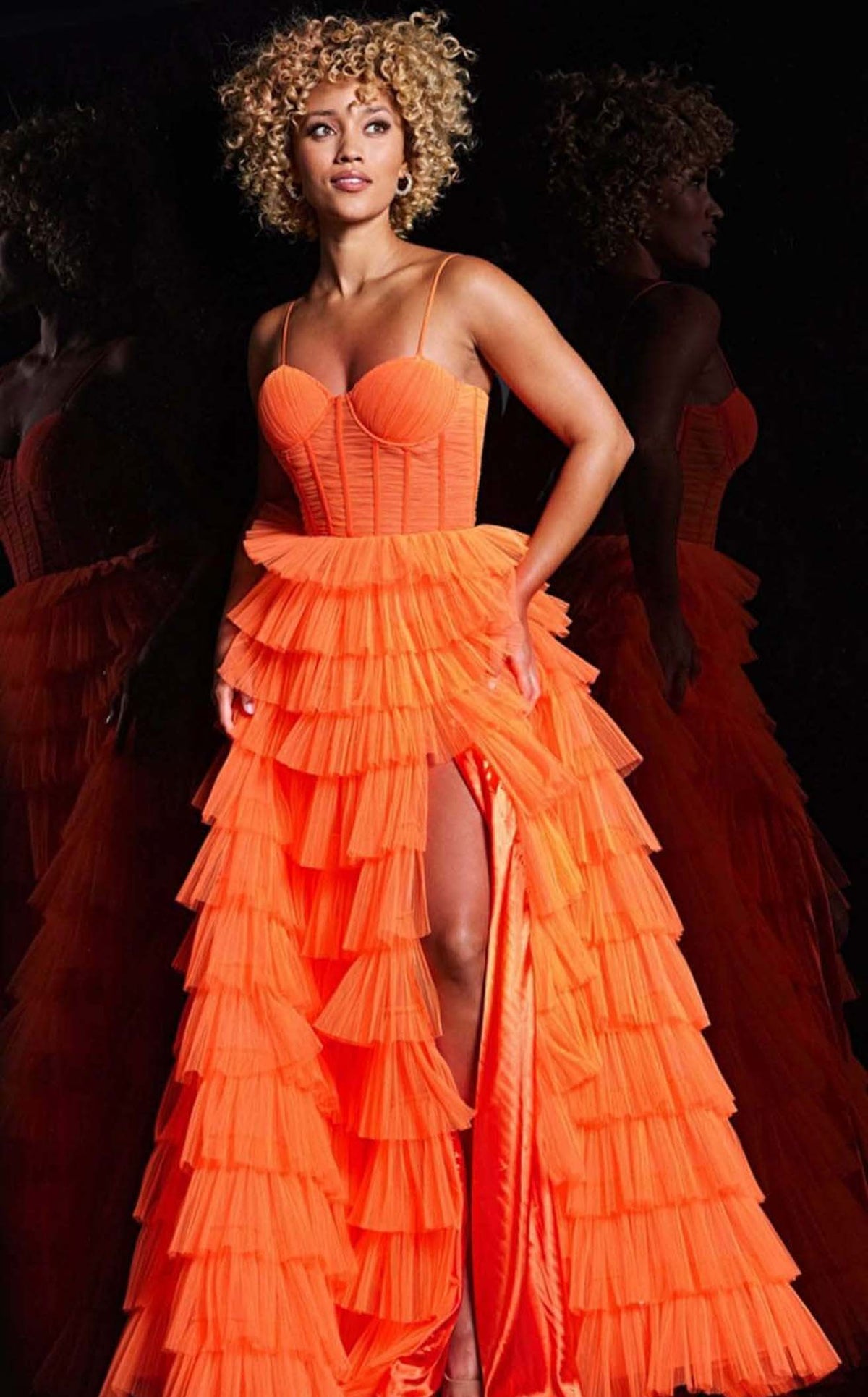designer orange dresses Dress for Any Occasion Chiffon Maternity Wedding Dress Size:XS/0-2 ASHLEYlauren Dress 4973 Mermaid prom dress with a halter neckline