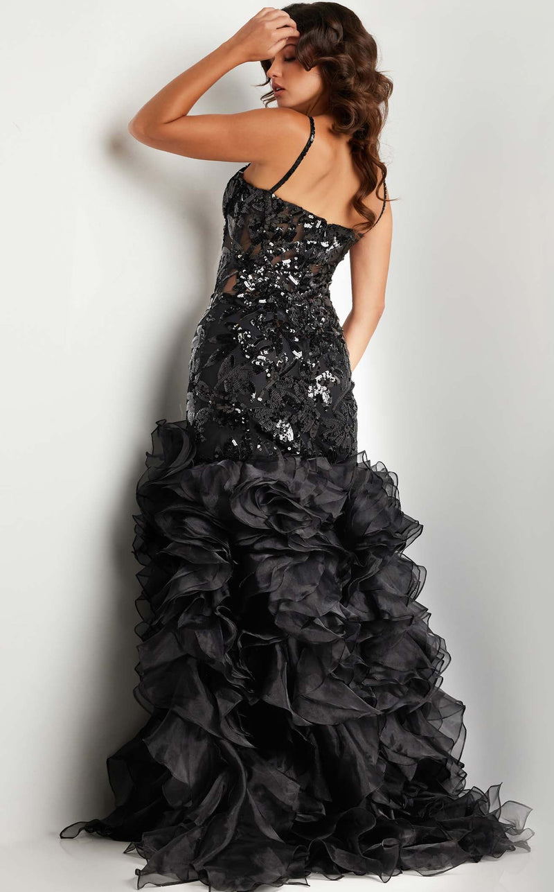 Jovani 23848 Mustard Off the Shoulder Ruffle Neckline Dress - Jovani