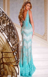 Jovani 38847 Aqua/Silver