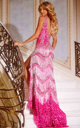 Jovani 38847 Hot-Pink/Silver