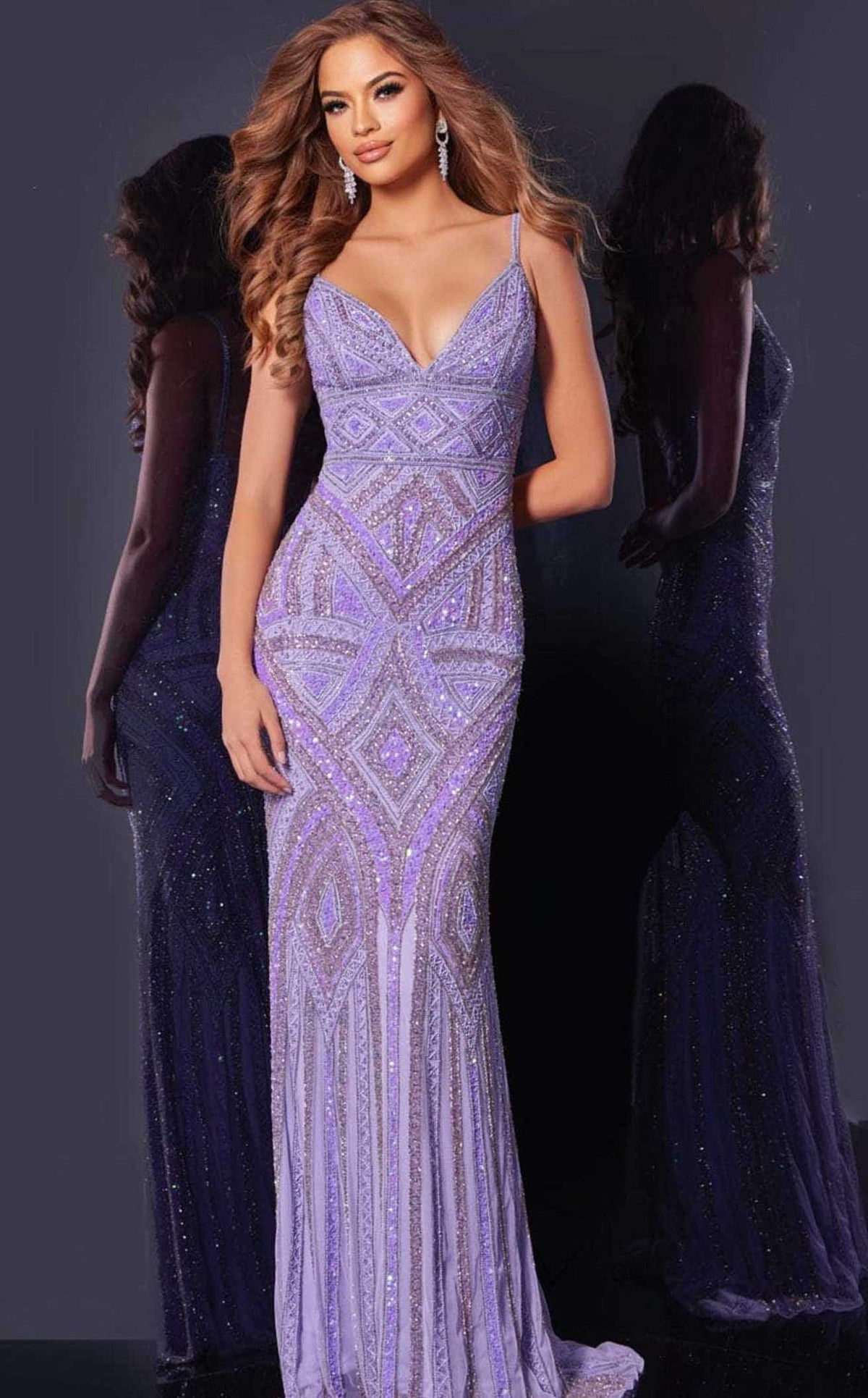 Jovani 38848BG Women's Formal Evening & Wedding Guest Dress - Lilac/Silver