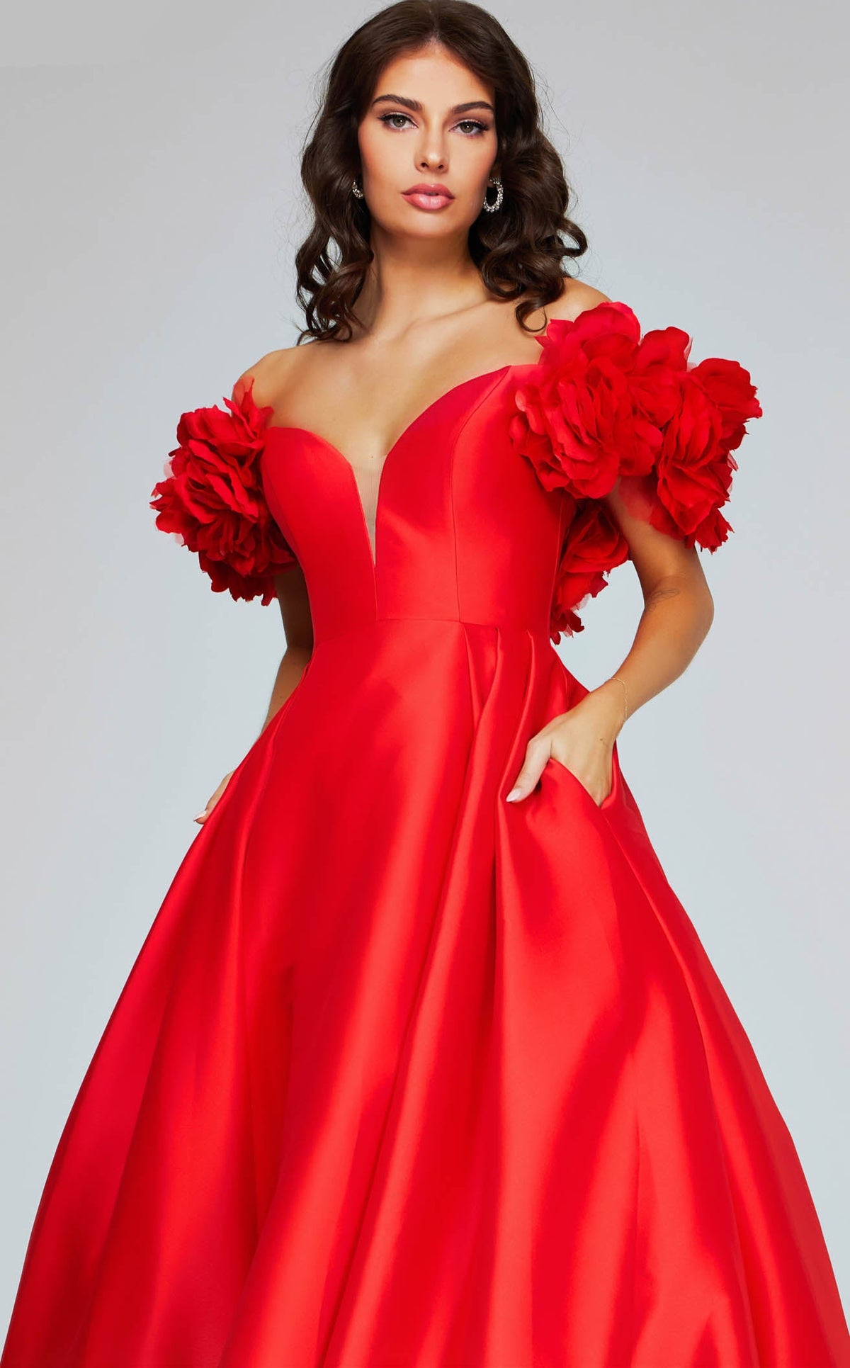 strapless open back dress Jovani 39233 Beaded Mermaid Long Printed Formal Prom Dress – The Dress  Outlet main image 0