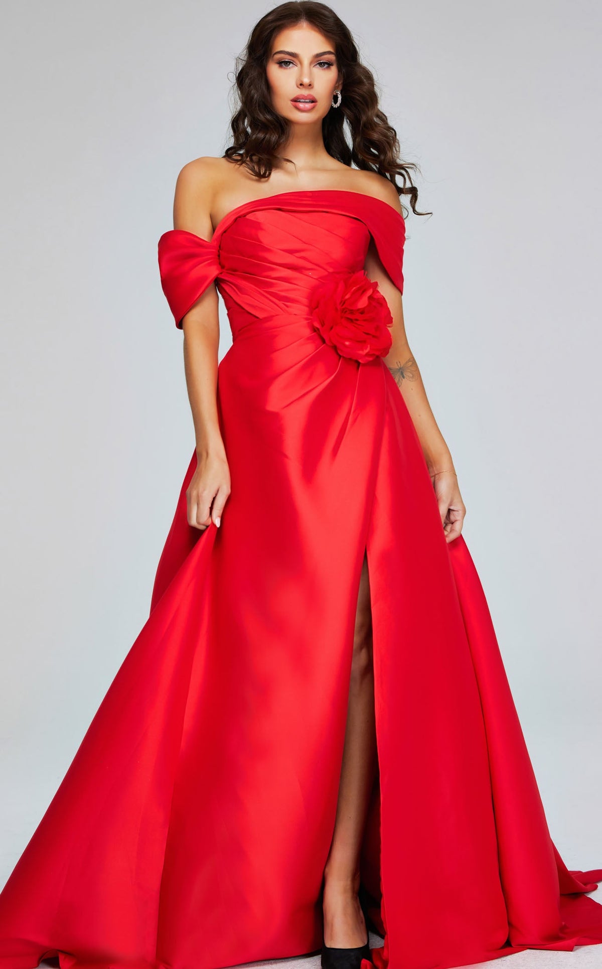 gold satin dress Metallic Gold Satin Prom Dress: Ladivine CD744 Nude Gold / 2